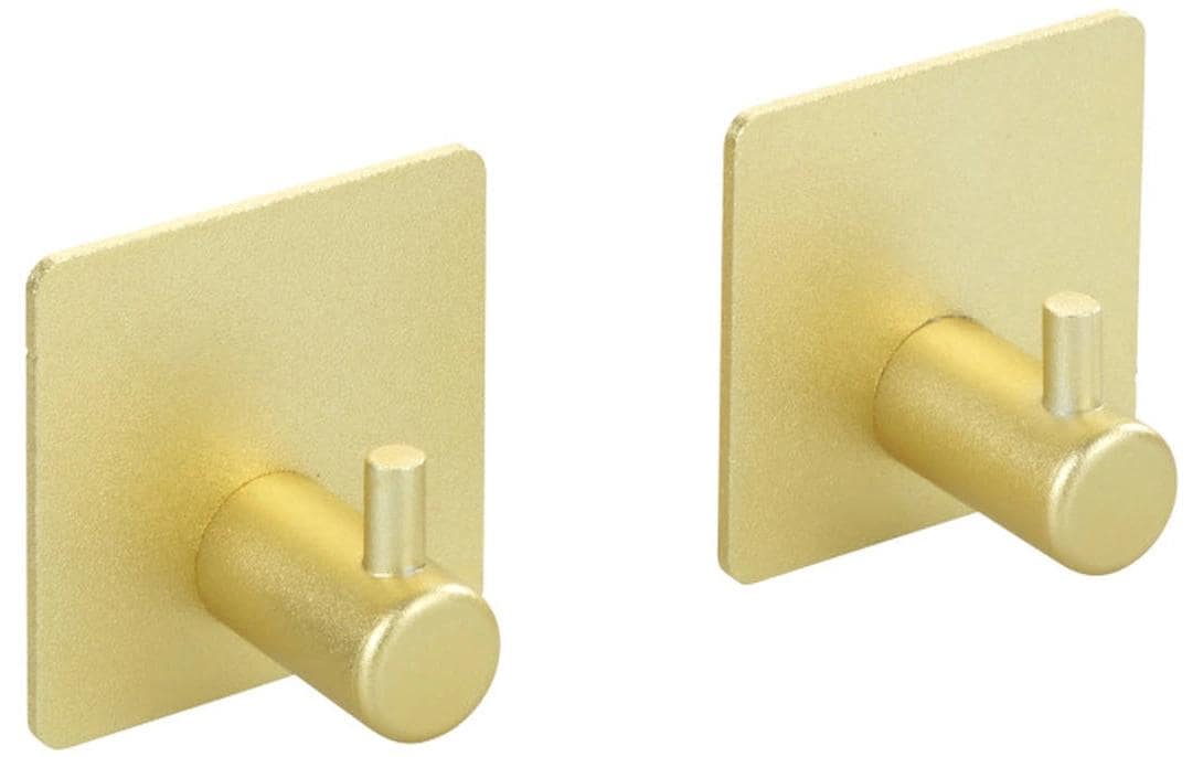 WENKO Haken – Aluminium – gold – selbstklebend – 45 × 45 × 30 mm – 2 Stück