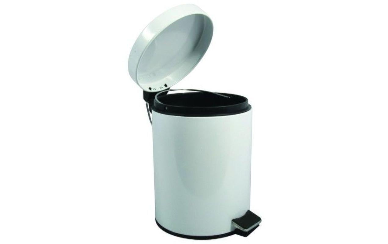 MSV Treteimer – 5 l – Edelstahl, rund – weiss