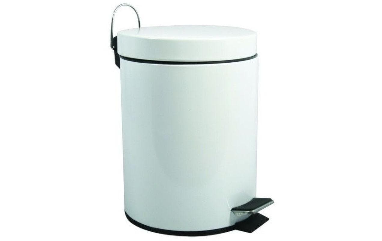 MSV Treteimer – 5 l – Edelstahl, rund – weiss