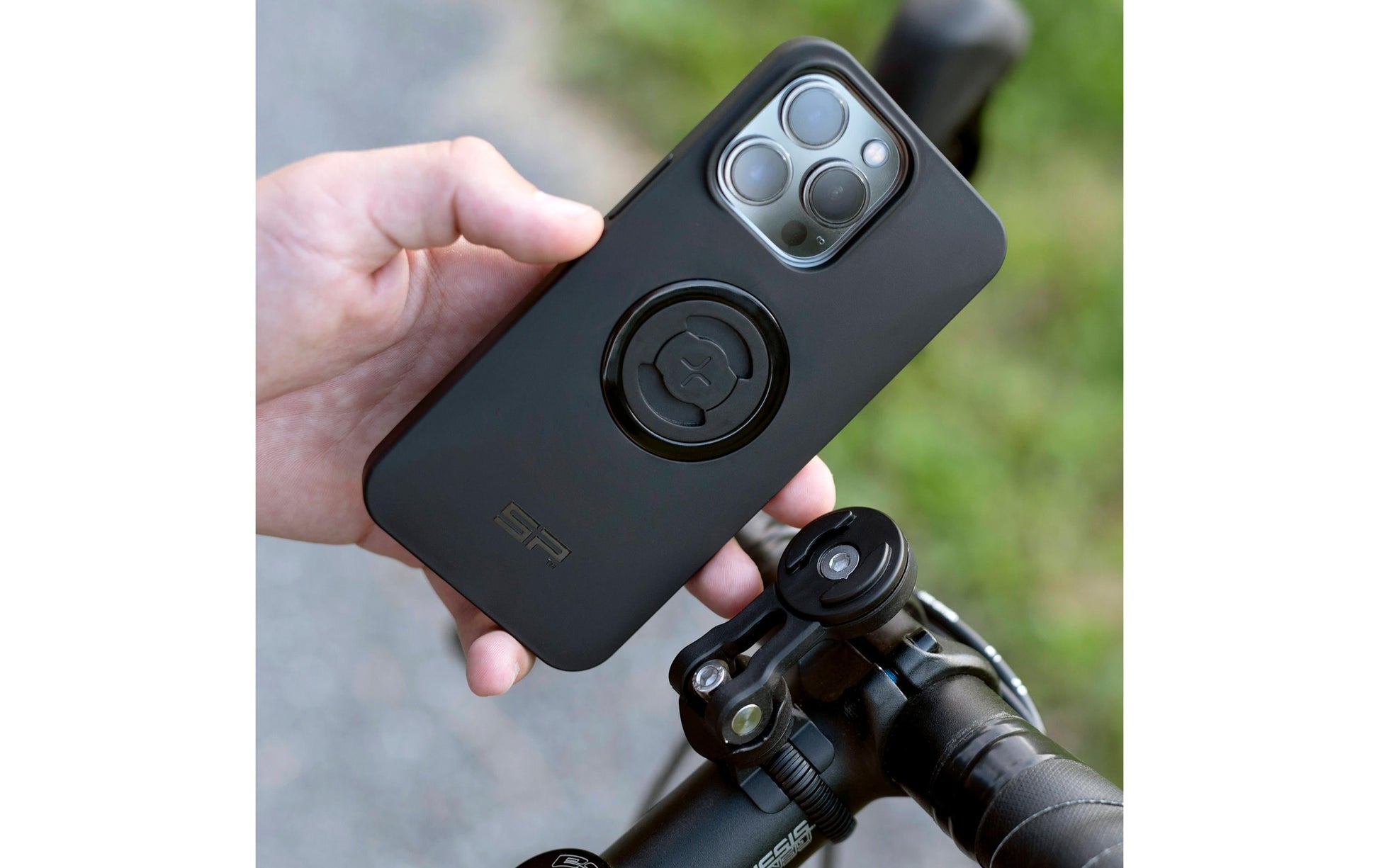 SP Connect Universal Fahrradhalterung – Fahrrad-/Motorrad-Halterung – Lenker-Klemmhalterung – für Smartphones