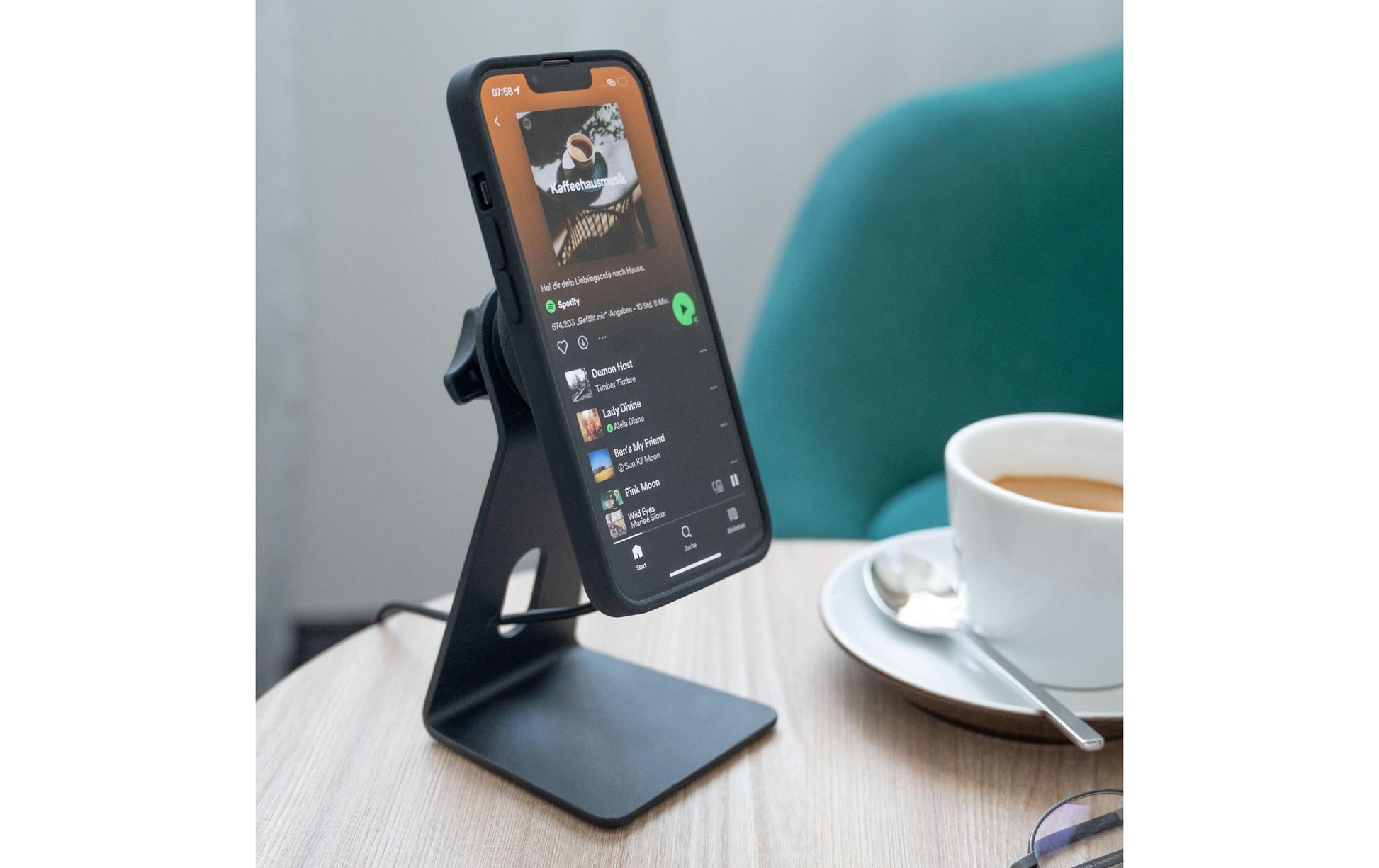 SP Connect Charging Office Stand SPC+ Ladeständer – Kabelloses Laden, magnetisch – für Smartphones – Schwarz