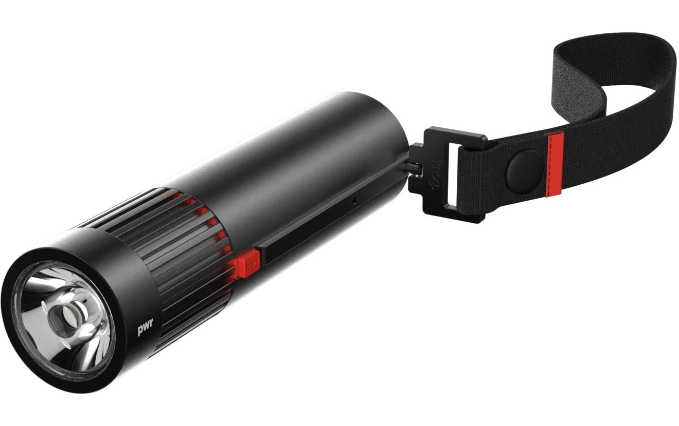 Knog Taschenlampe PWR Trekker 900 – 900 lm, Akku 5000 mAh, 5 Stufen, USB, wasserfest – Schwarz