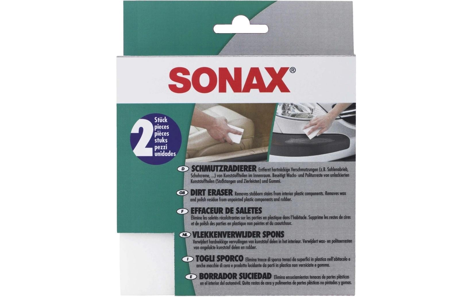 Sonax Fleckenradierer – Melamin, für Kunststoff, weiss, 2 Stk.