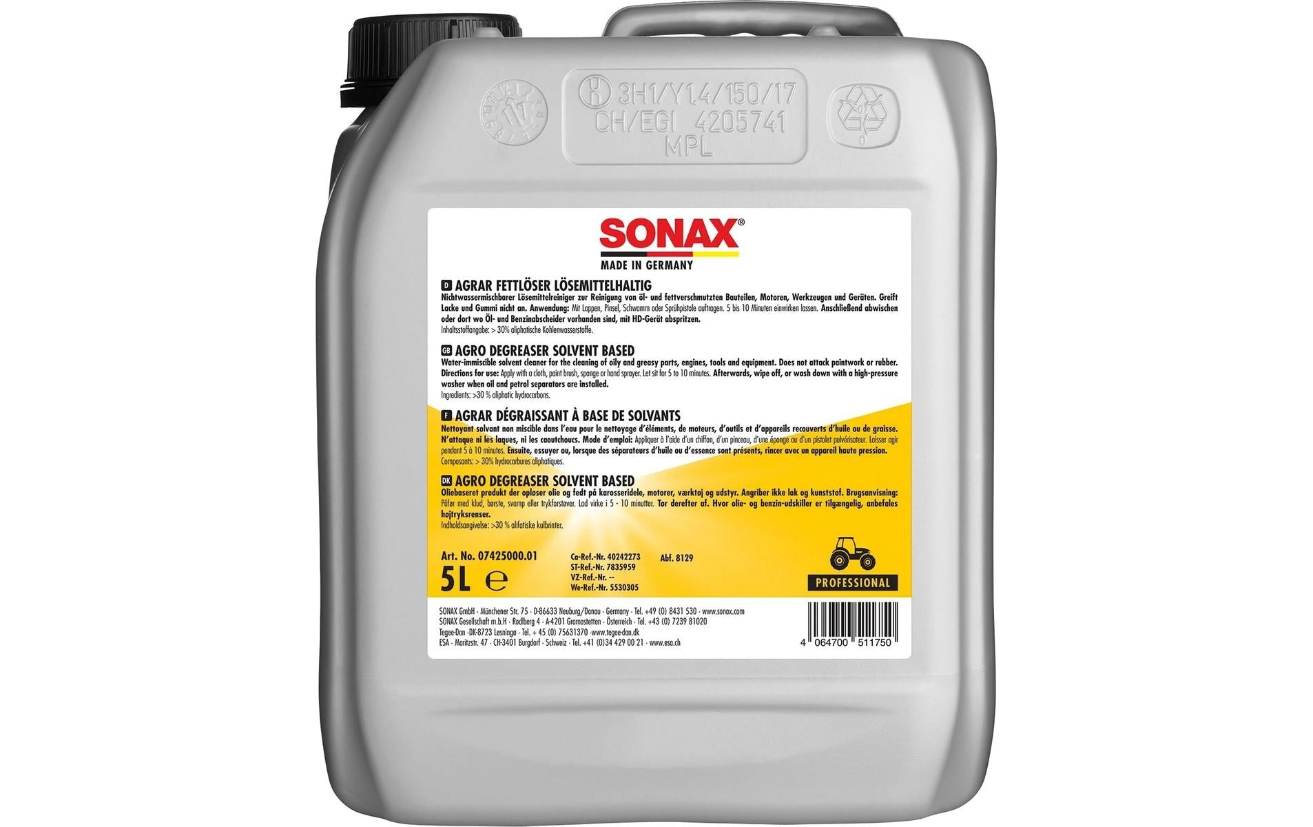 Sonax AGRAR Fettlöser – alkalisch, 5 l