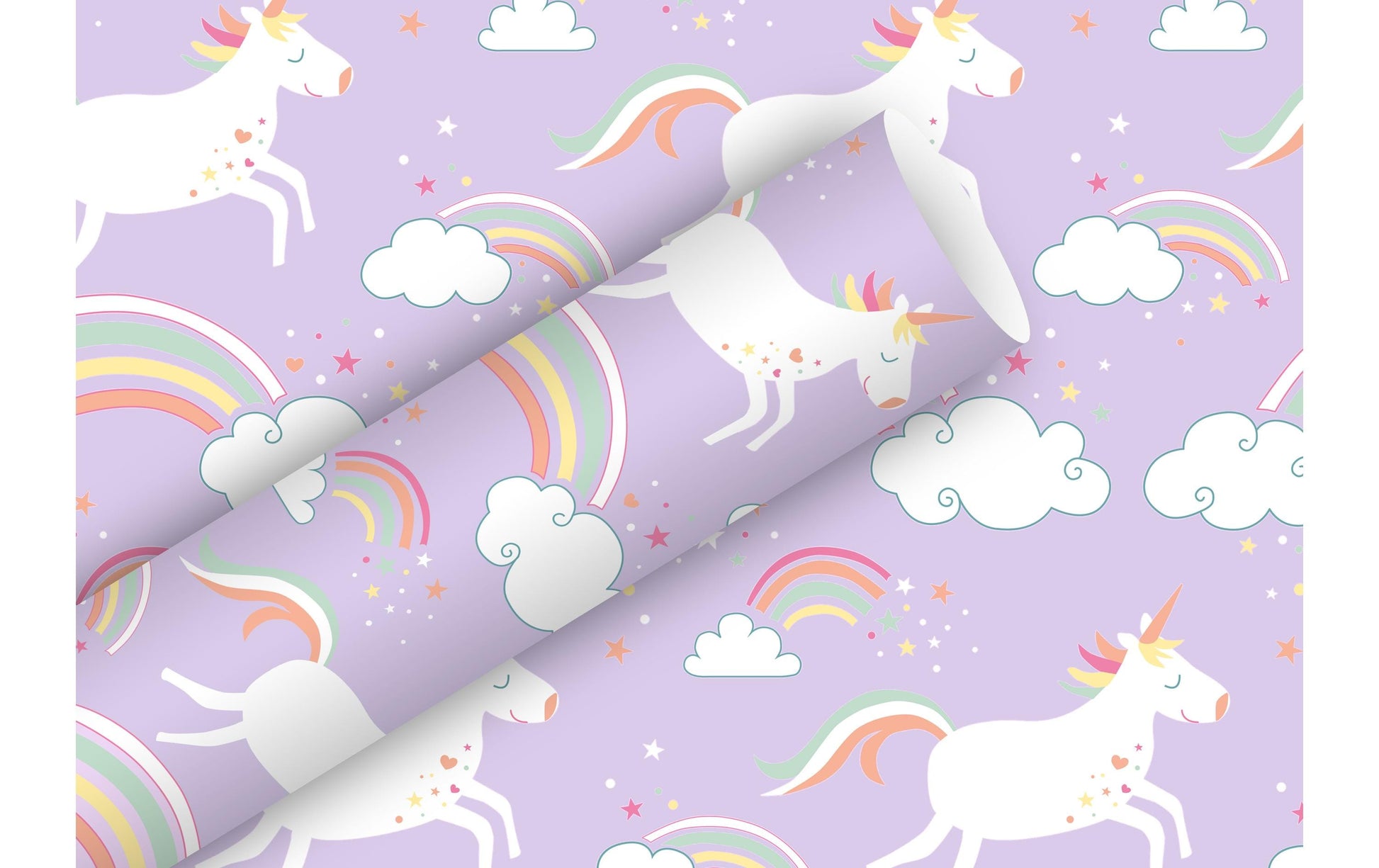 Braun + Company Geschenkpapier – Unicorn – 70 cm × 2 m – 80 g/m2, gestrichen, flieder
