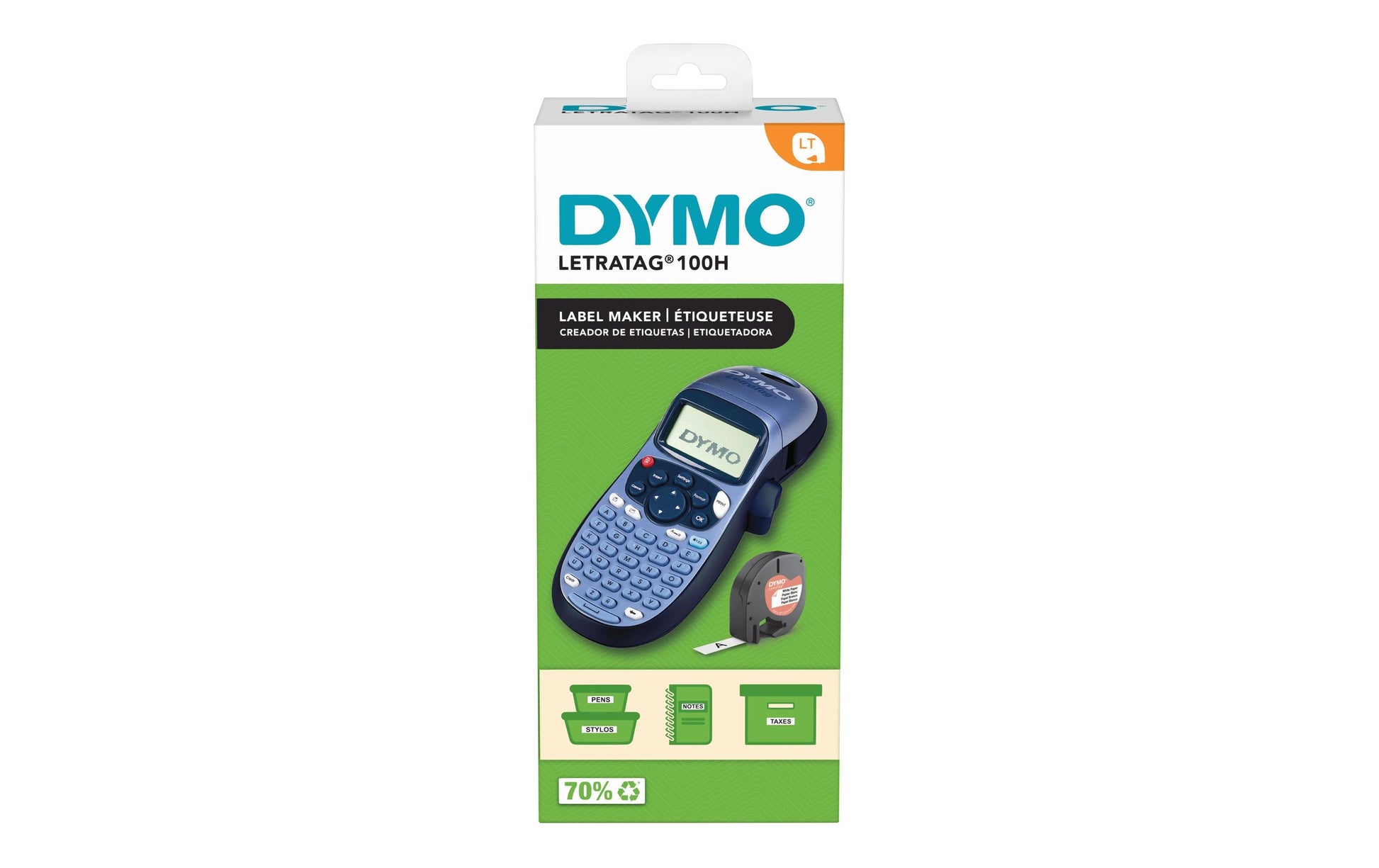 DYMO LetraTag LT-100H – Beschriftungsgerät, für LT-Bänder 12 mm, Druckvorschau, 2-zeiliger Druck