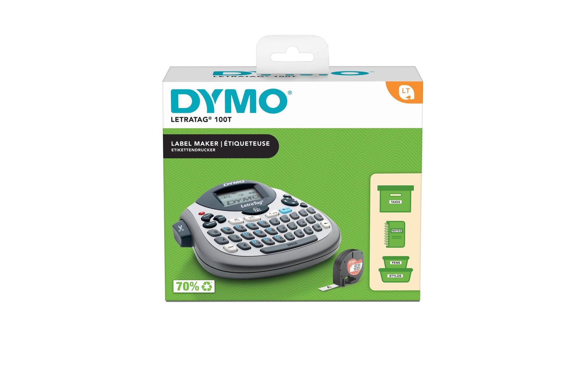 DYMO LetraTag LT-100T – Beschriftungsgerät, für LT-Bänder 12 mm, 160 dpi, 7 mm/s