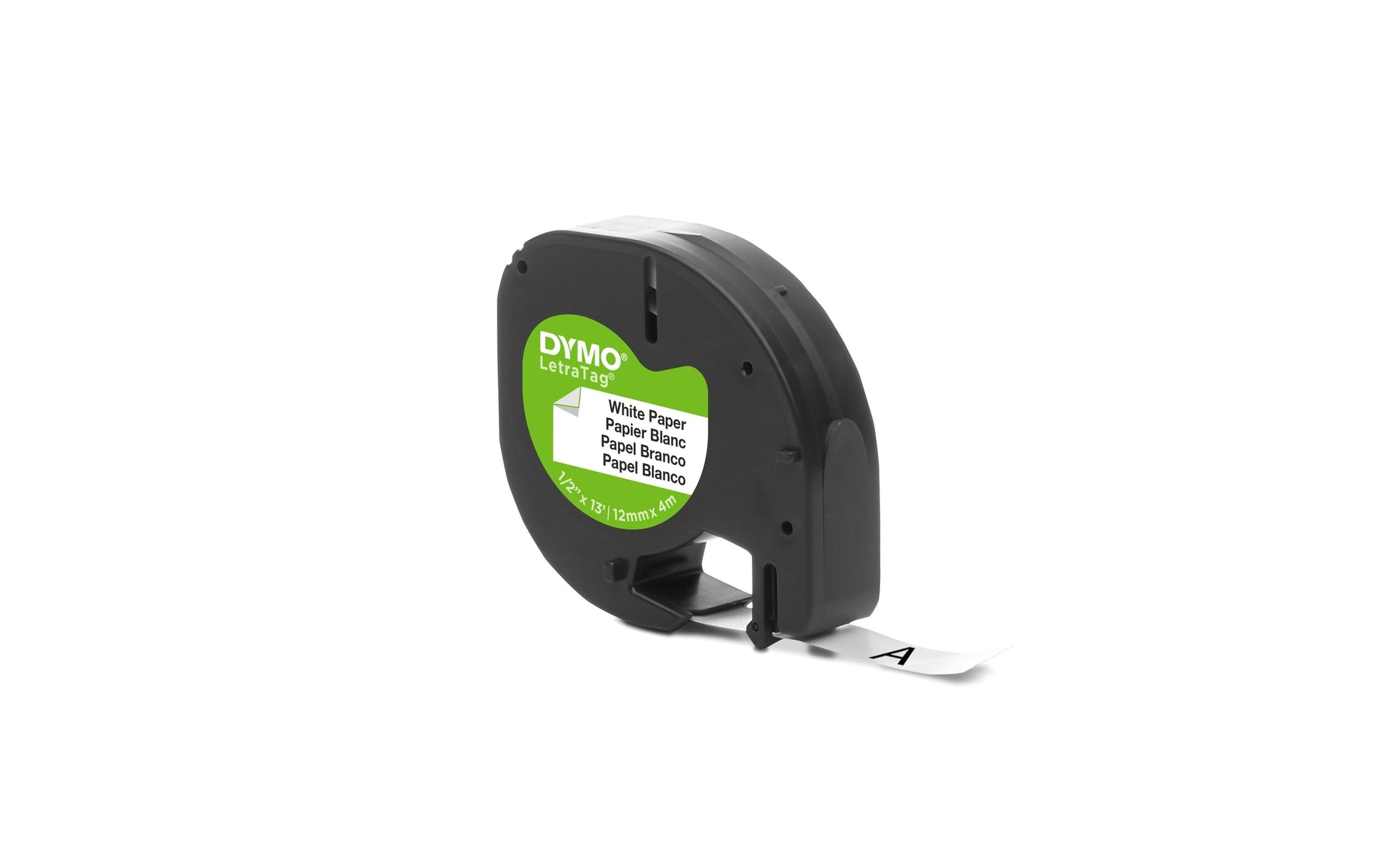 DYMO Schriftband – 12 mm × 4 m, weiss, schwarz, LetraTag
