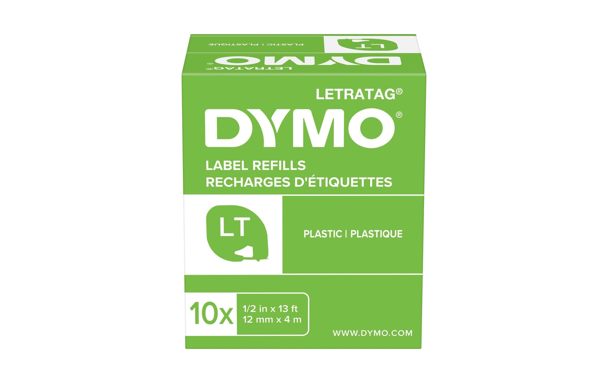 DYMO Schriftband – 12 mm × 4 m, weiss, schwarz – LT-TAPE