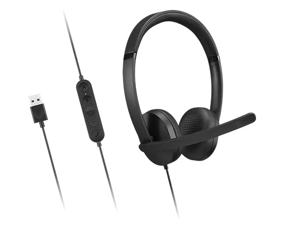 Lenovo Office-Headset – Over-Ear, Stereo, Kabel (USB-A), Schwarz