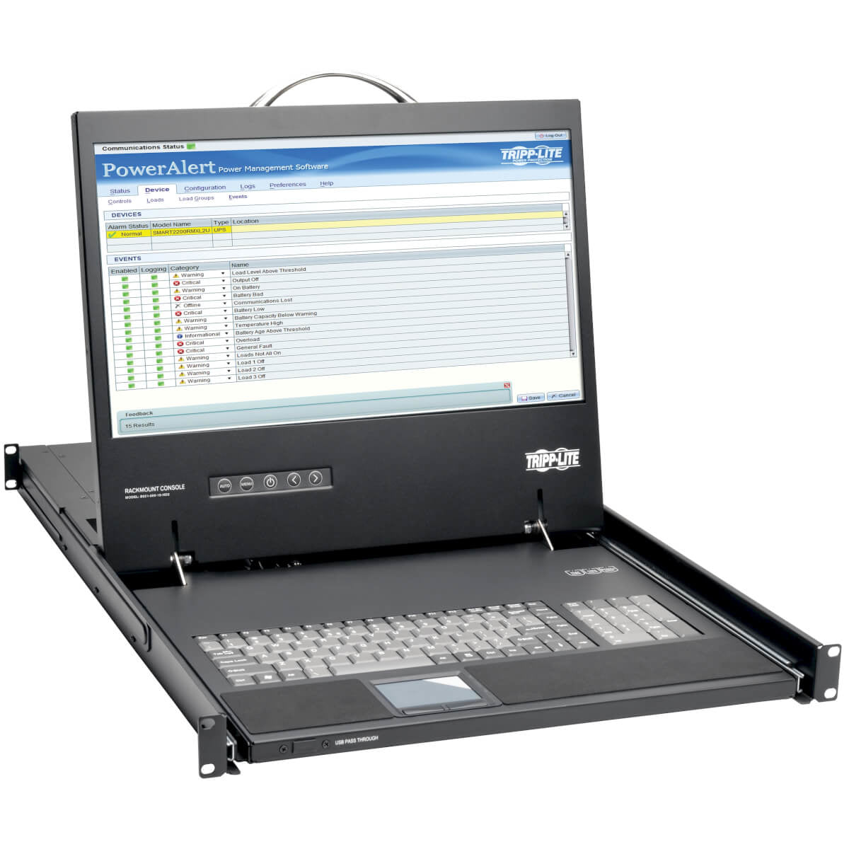 Tripp Lite B021-000-19-HD2 – 19" Rack-LCD-Konsole – 1920 × 1080, DVI/VGA, USB – 1U