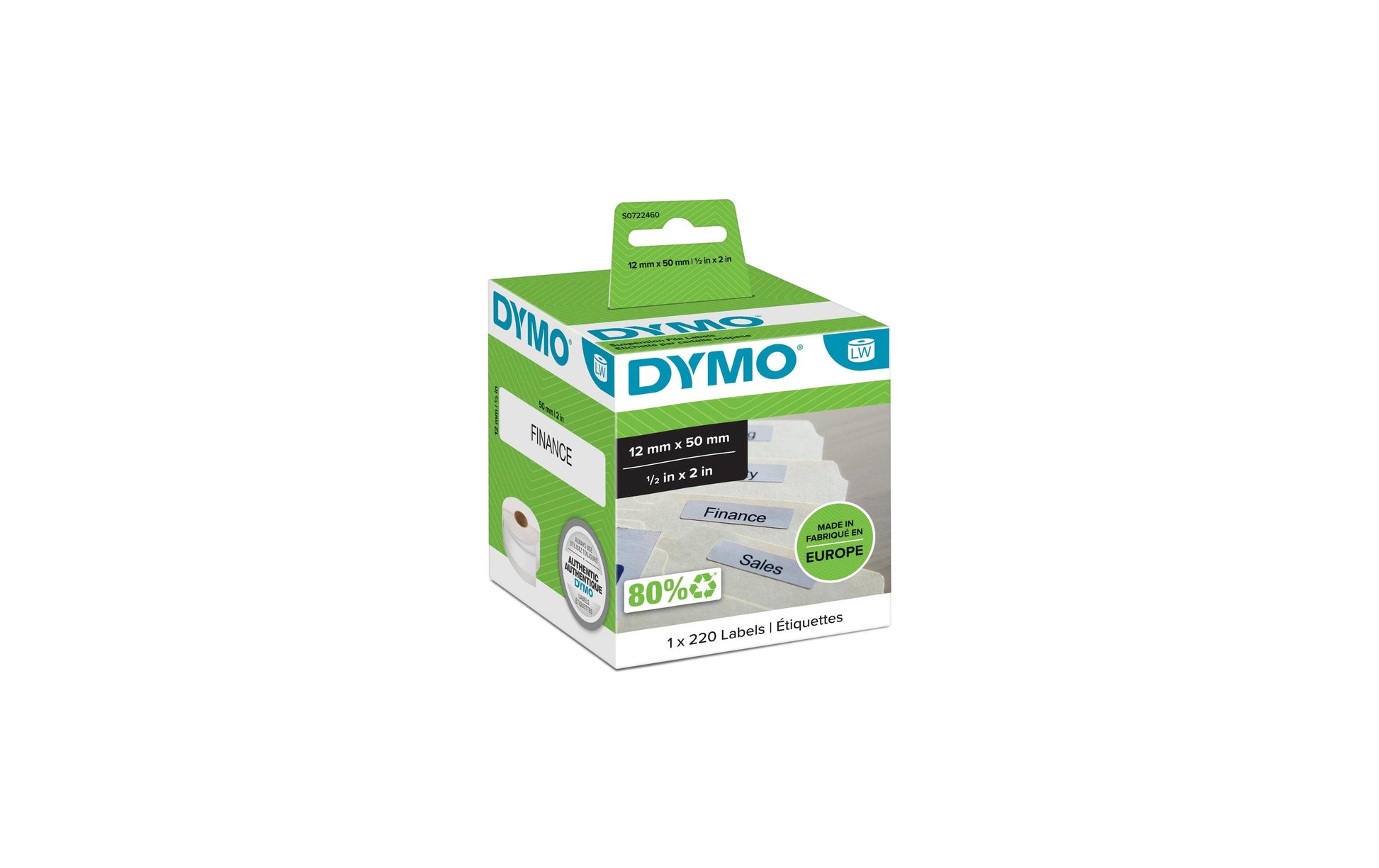 DYMO LabelWriter Etiketten, 12 mm × 50 mm, weiss, 220 Stück