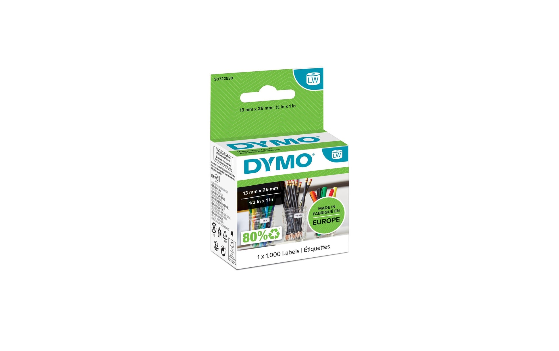 DYMO LabelWriter Druckeretiketten, 12 mm × 24 mm, weiss, 1 × 1000 St.