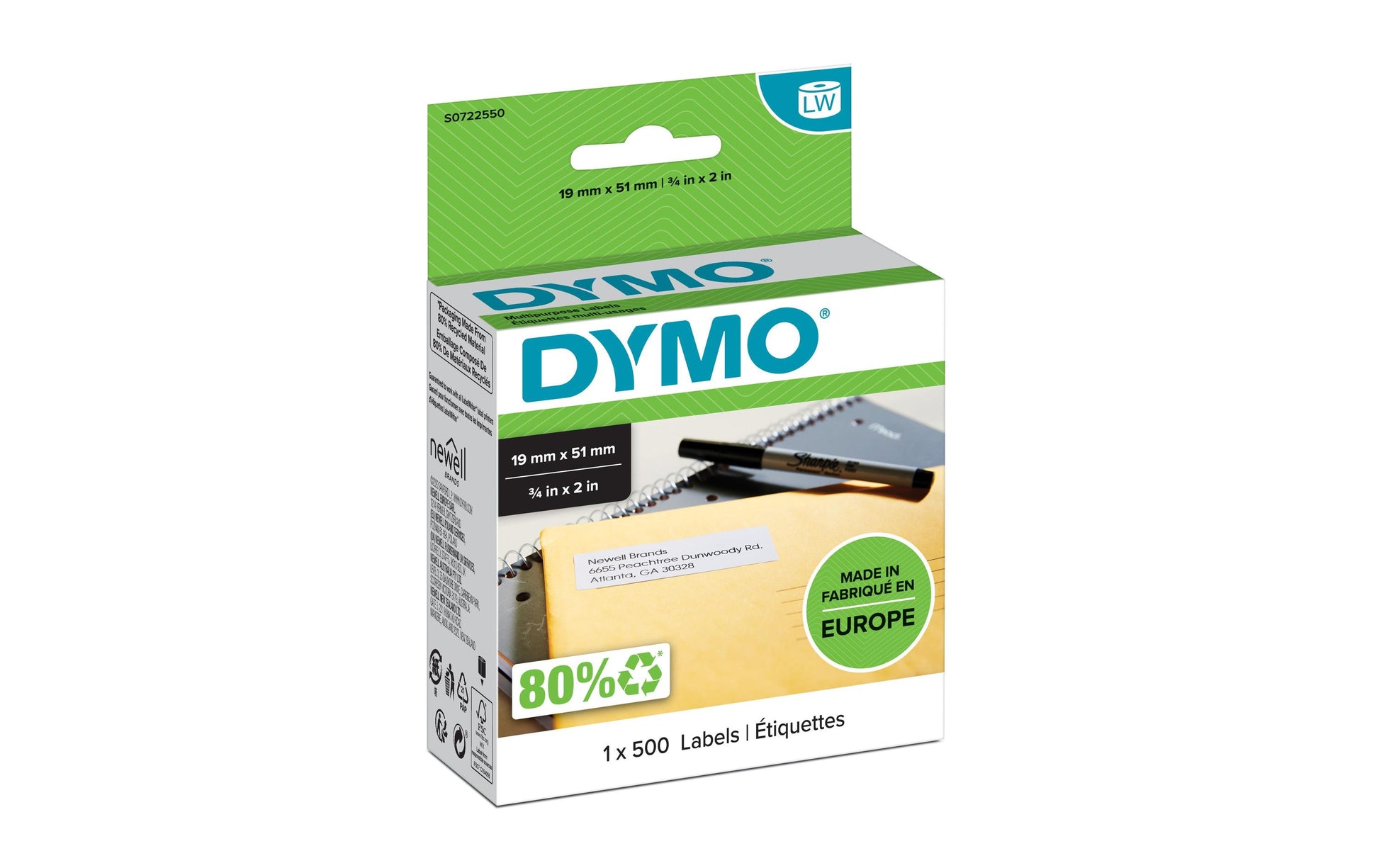 DYMO LabelWriter Etiketten, 19 mm × 51 mm, weiss