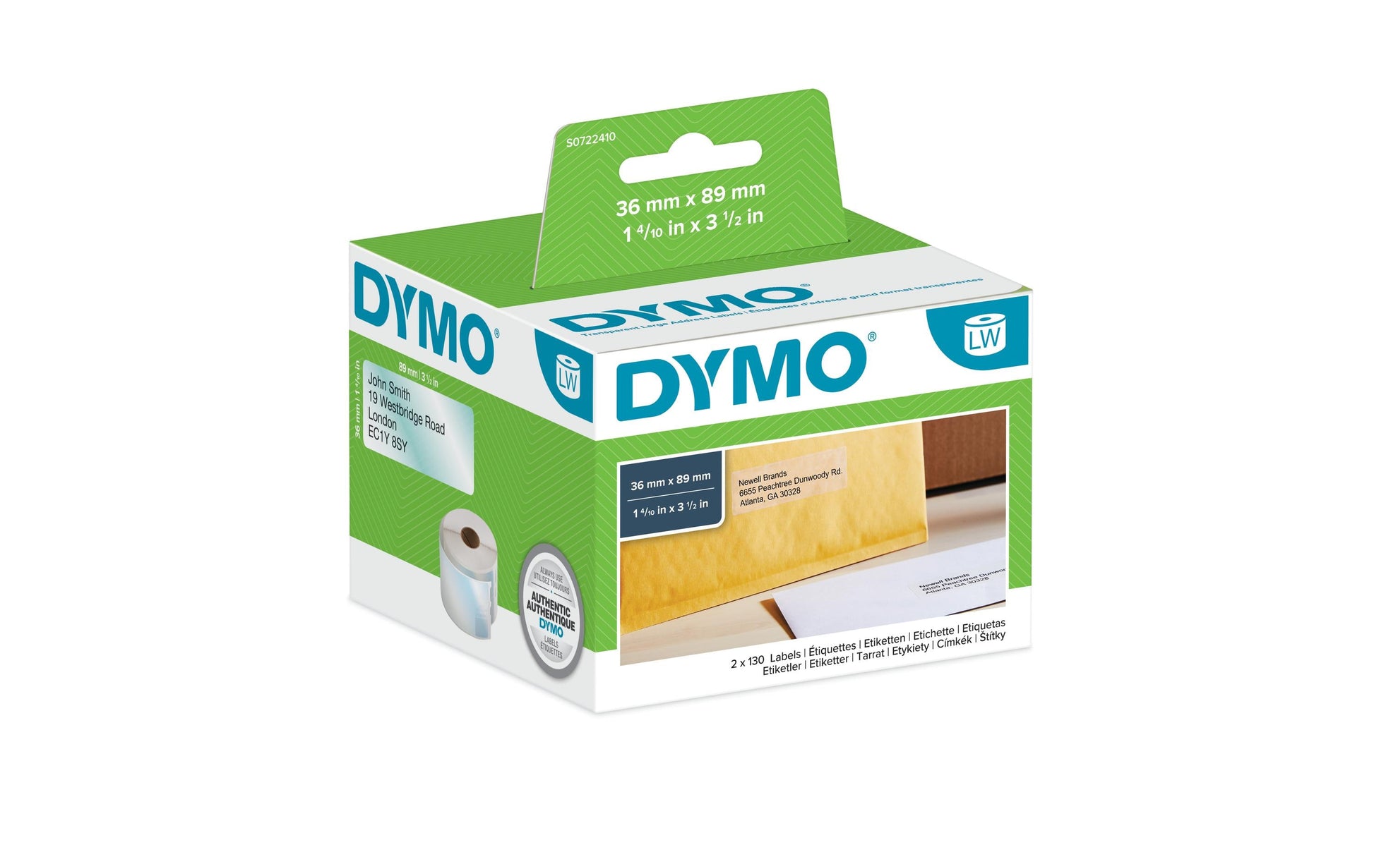 DYMO Versandetiketten LabelWriter, 36 mm × 89 mm, Transparent