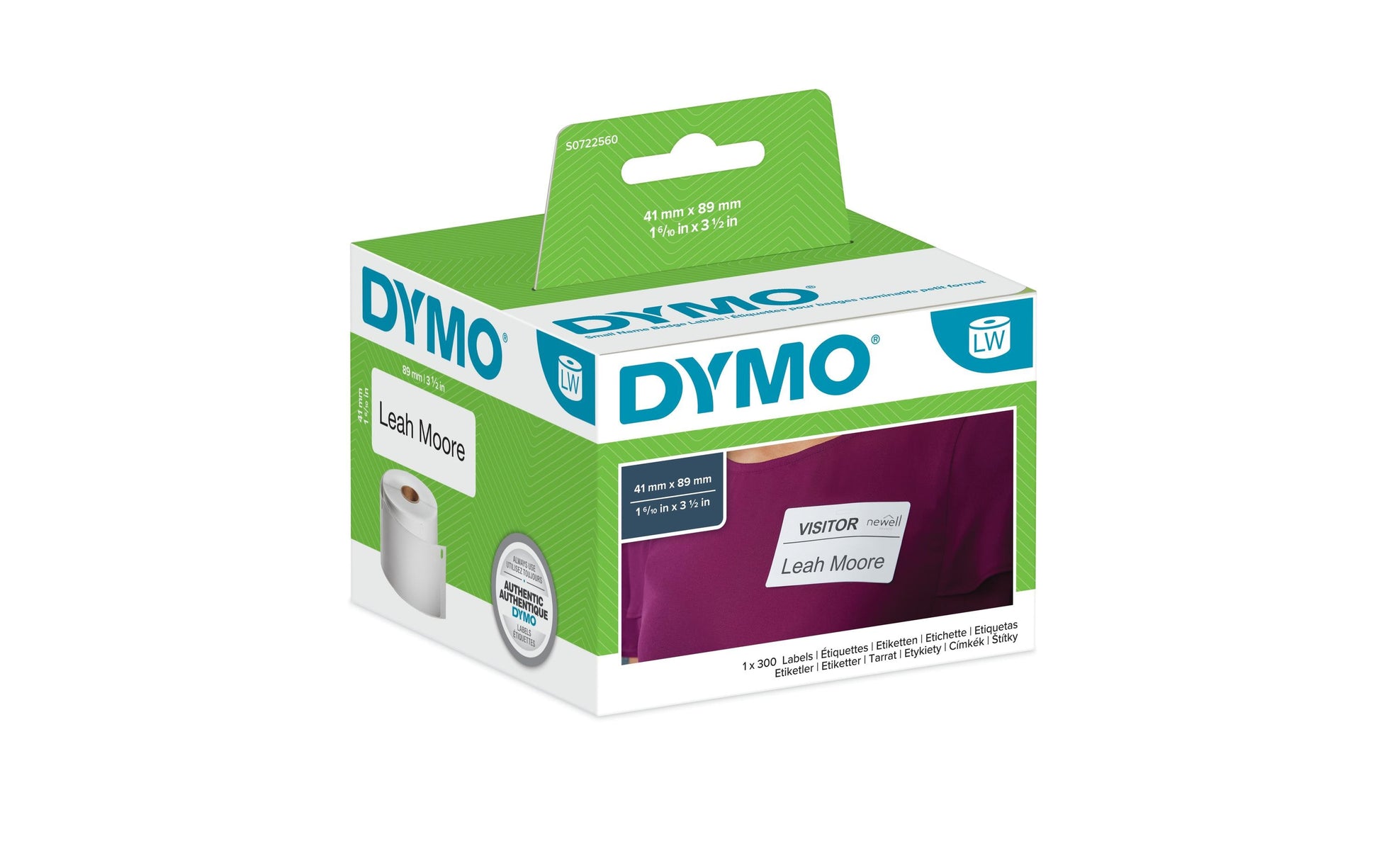 DYMO Namensetiketten LabelWriter, 41 mm × 89 mm, weiss, 300 Stk.