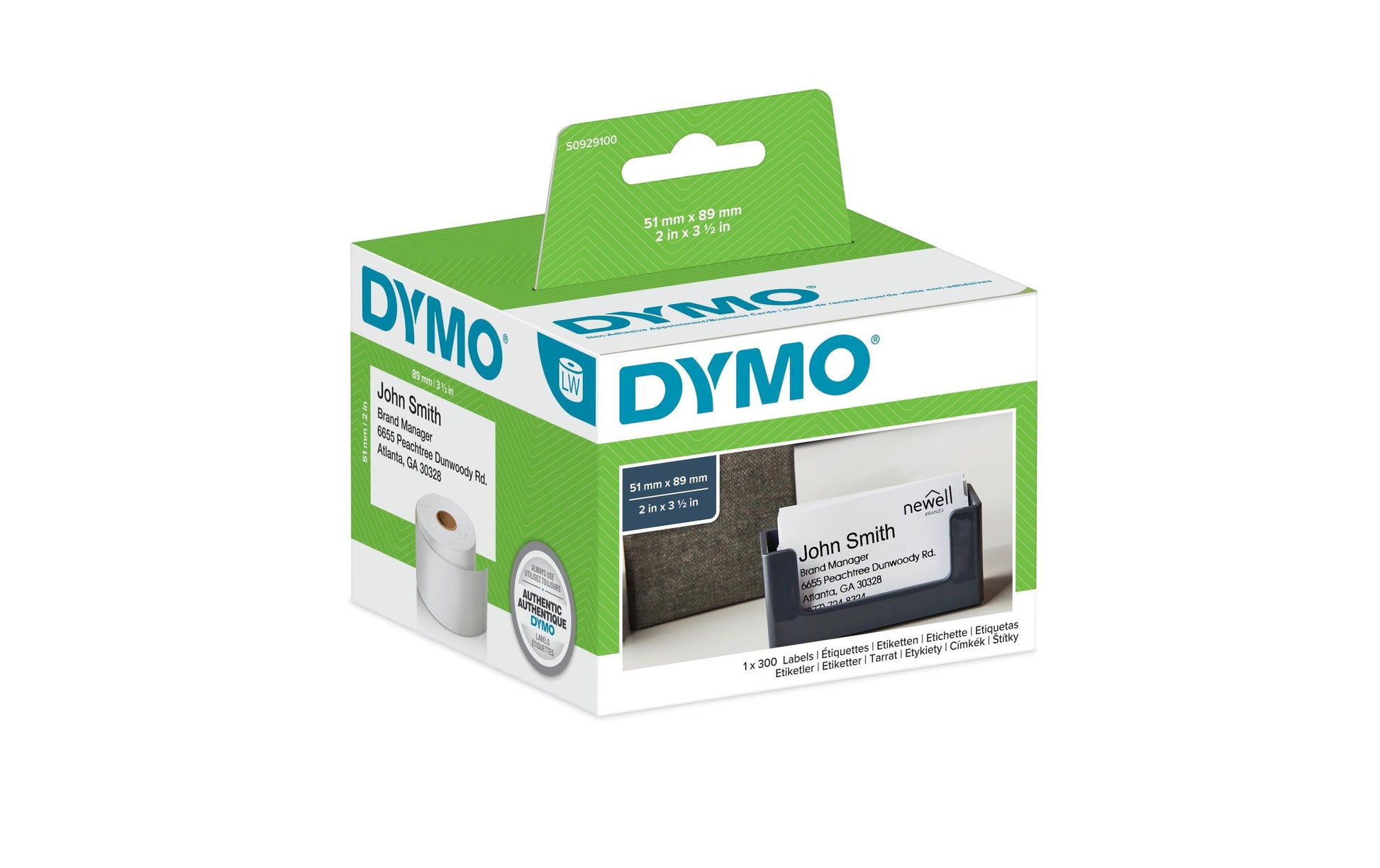 DYMO Endlos-Kartonschilder, 89 mm × 51 mm, weiss, Papier, nicht klebend, für LabelWriter-Modelle und andere