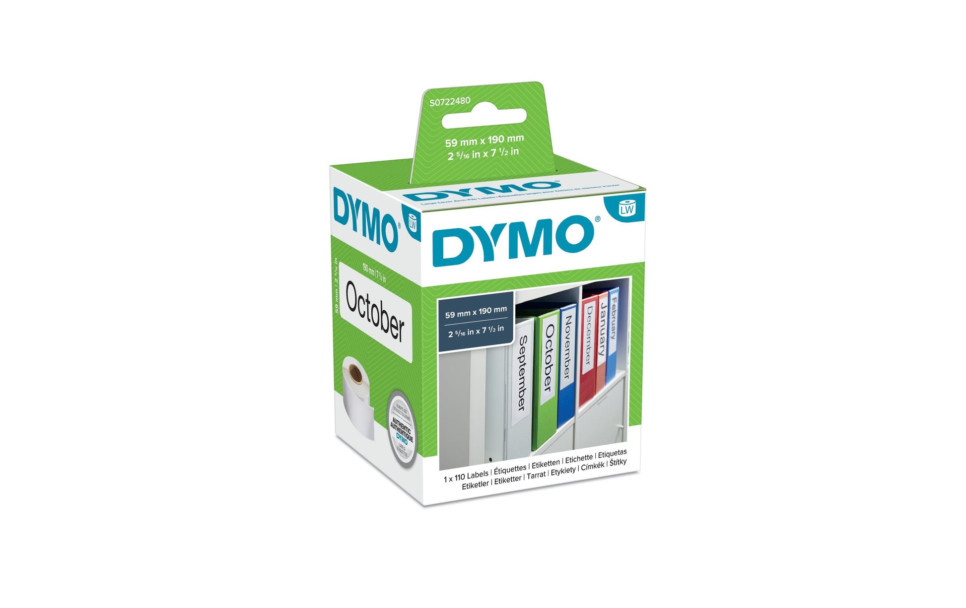 DYMO Druckeretiketten, 59 mm × 190 mm, weiss, 110 St.