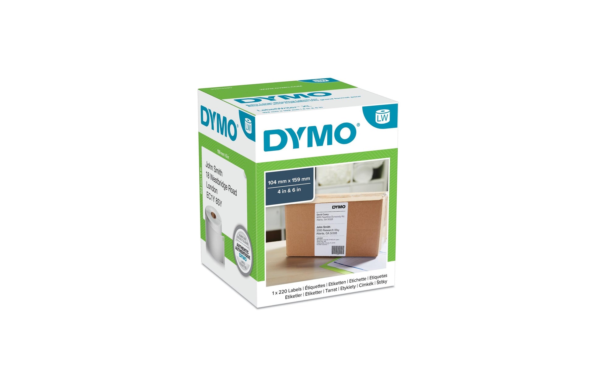 DYMO Versand-Etiketten, 159 mm × 104 mm, weiss, Papier, permanent, für LabelWriter 4XL, 220 Stück