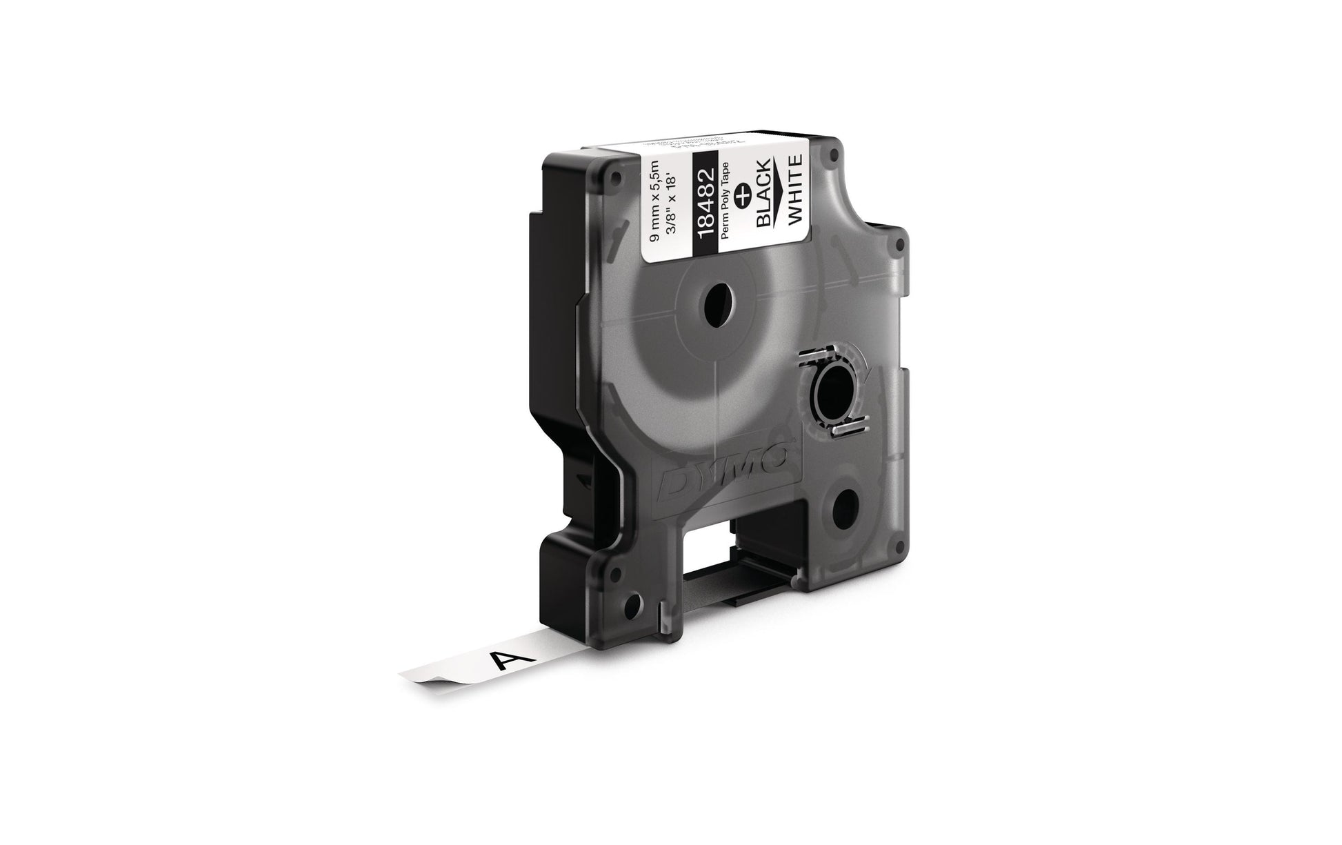 DYMO Rhino ID2 Schriftband – schwarz auf weiss – 9 mm × 5,5 m, Polyester – für DYMO Rhino