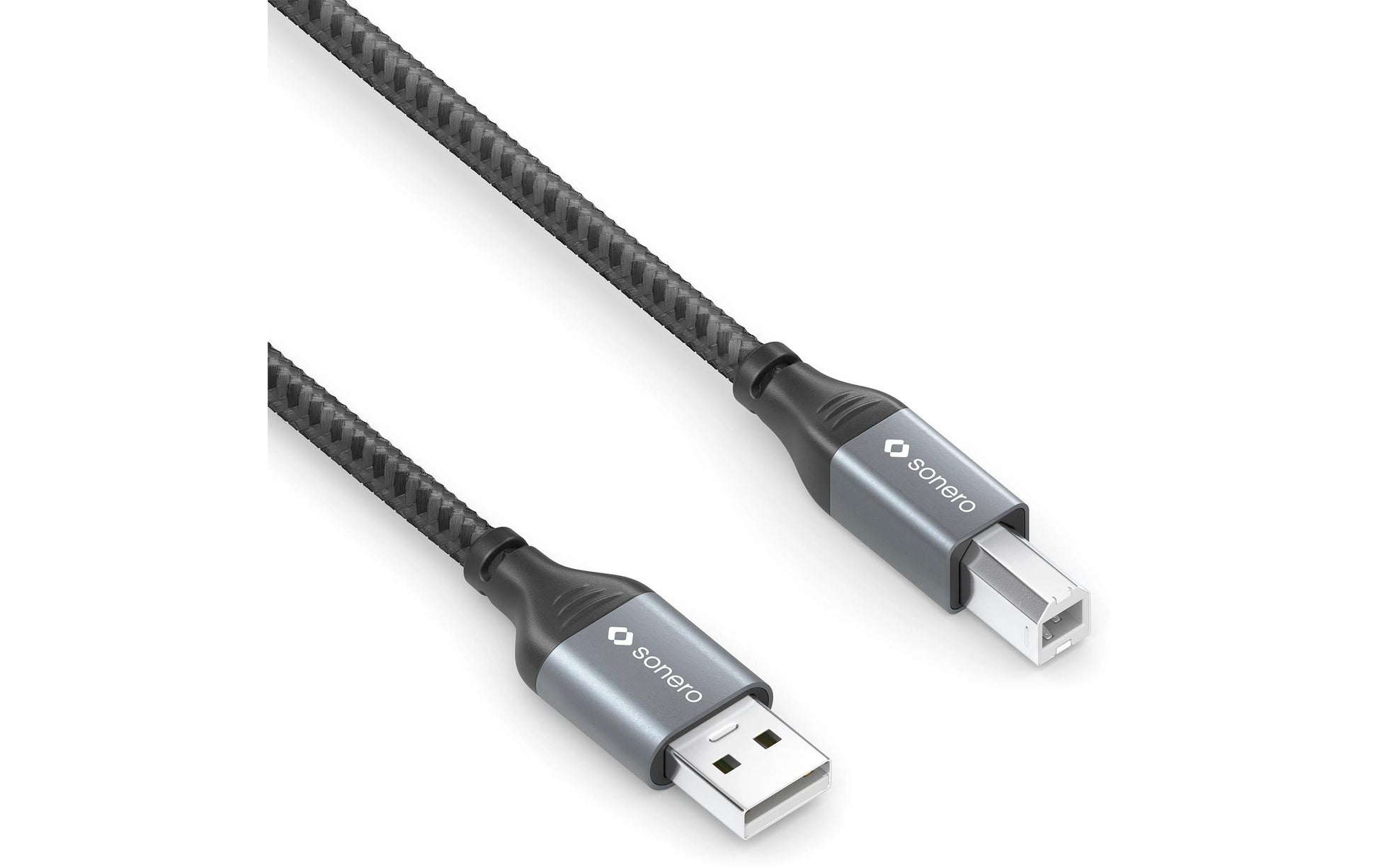 Sonero – USB-Kabel – USB-A auf USB-B – USB 2.0 (480 Mbit/s) – 0,5 m – Geflochtenes Nylon – Schwarz