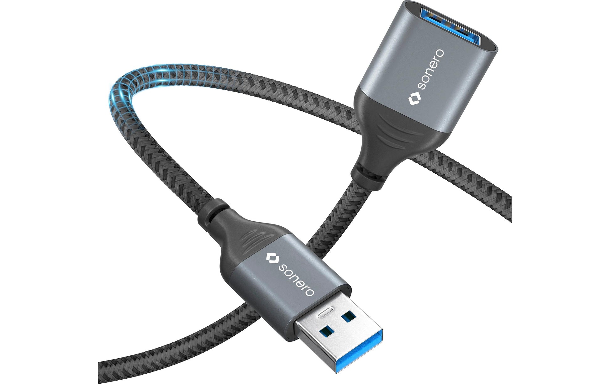Sonero – USB-A Verlängerungskabel (Stecker auf Buchse) – USB 3.2 Gen 1 (5 Gbit/s) – 1,5 m – Geflochten