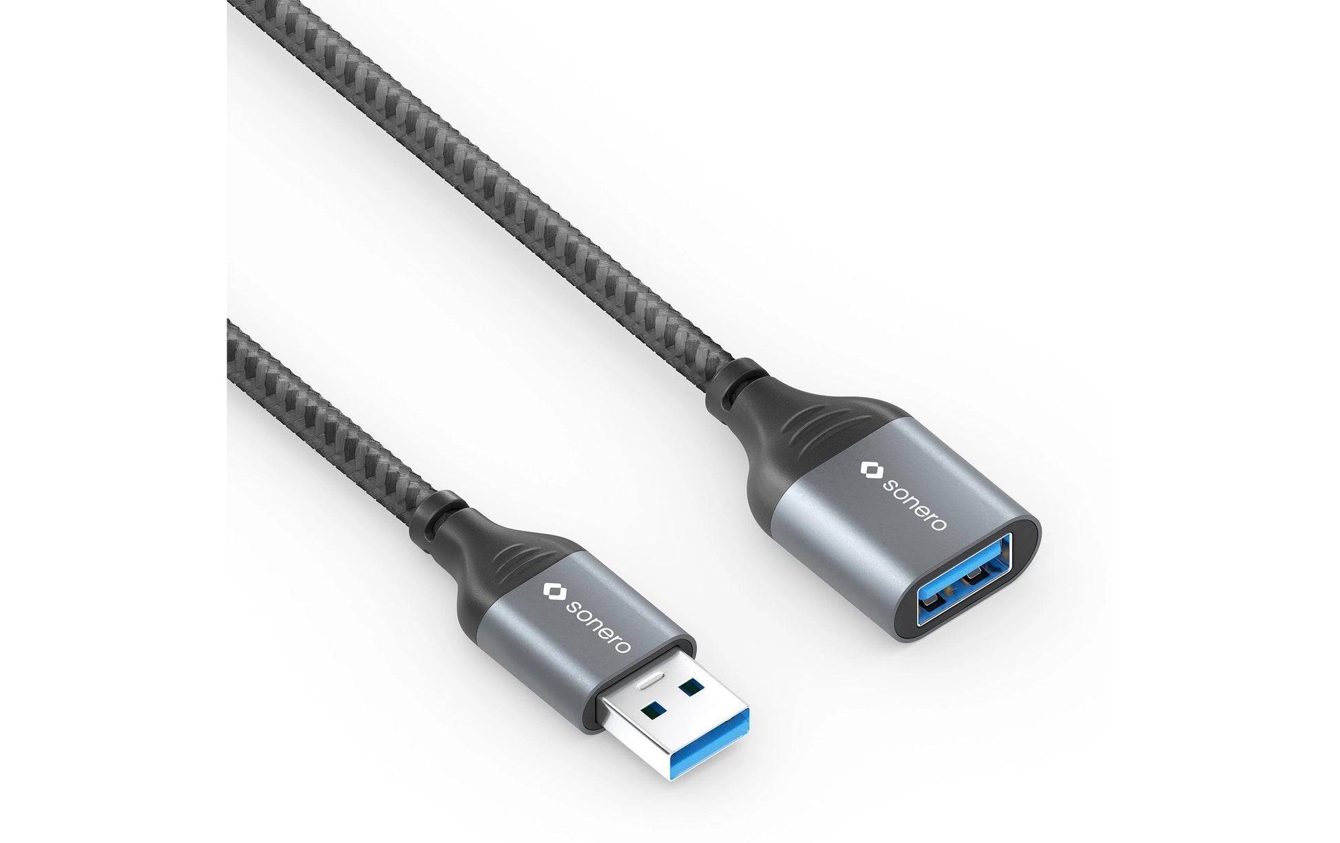 Sonero – USB-A Verlängerungskabel (Stecker auf Buchse) – USB 3.2 Gen 1 (5 Gbit/s) – 0,5 m – Geflochten