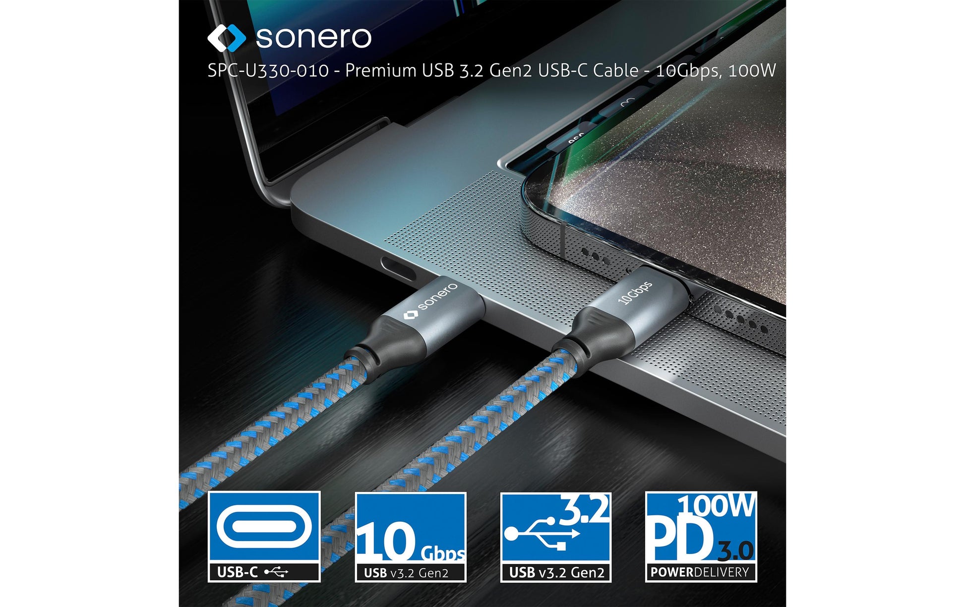 Sonero – USB-Kabel, USB-C zu USB-C, 1 m, USB 3, Lade-/Datenkabel