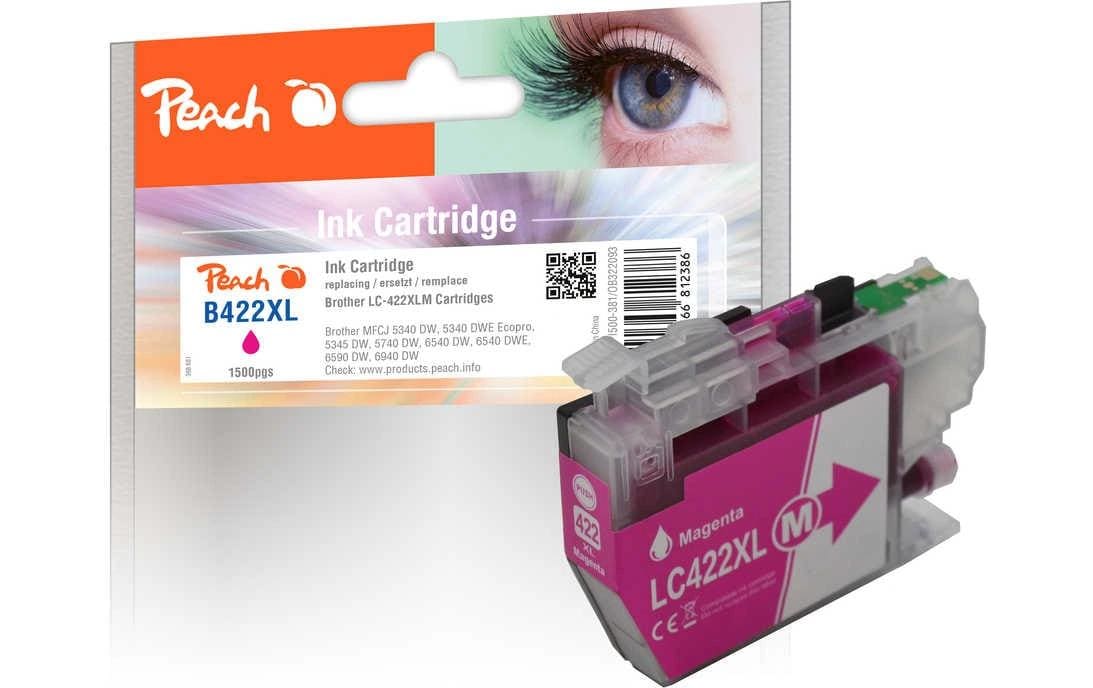 Peach LC-422XL Magenta Tintenpatrone (Kompatibel) – 1'500 Seiten – für Brother MFCJ 5340/5345/5740 …