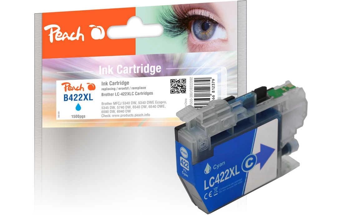 Peach LC-422XL Cyan Tintenpatrone (Kompatibel) – 1'500 Seiten – für Brother MFCJ 5340/5345/5740 …