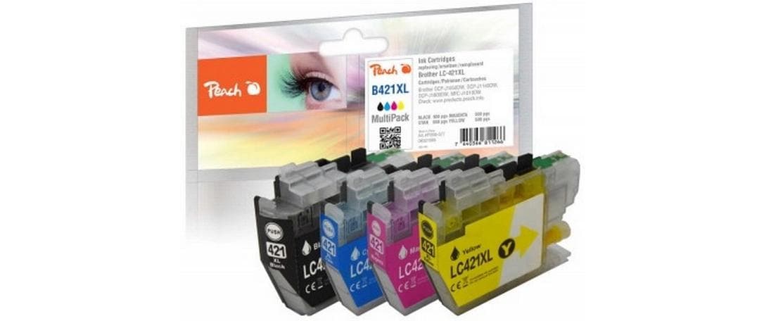 Peach LC-421XL Tintenpatronen-Multipack, Schwarz/Cyan/Magenta/Gelb (Kompatibel) – für Brother LC-421XL