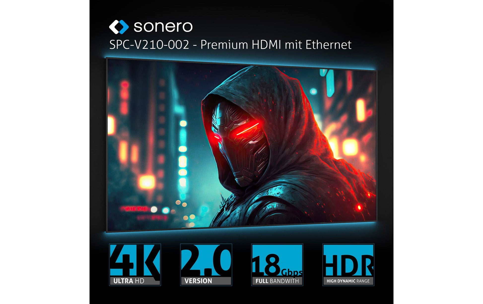 Sonero – USB-C (Stecker) auf HDMI (Buchse) Adapter, HDMI 2.0, 4K@60 Hz, 20 cm