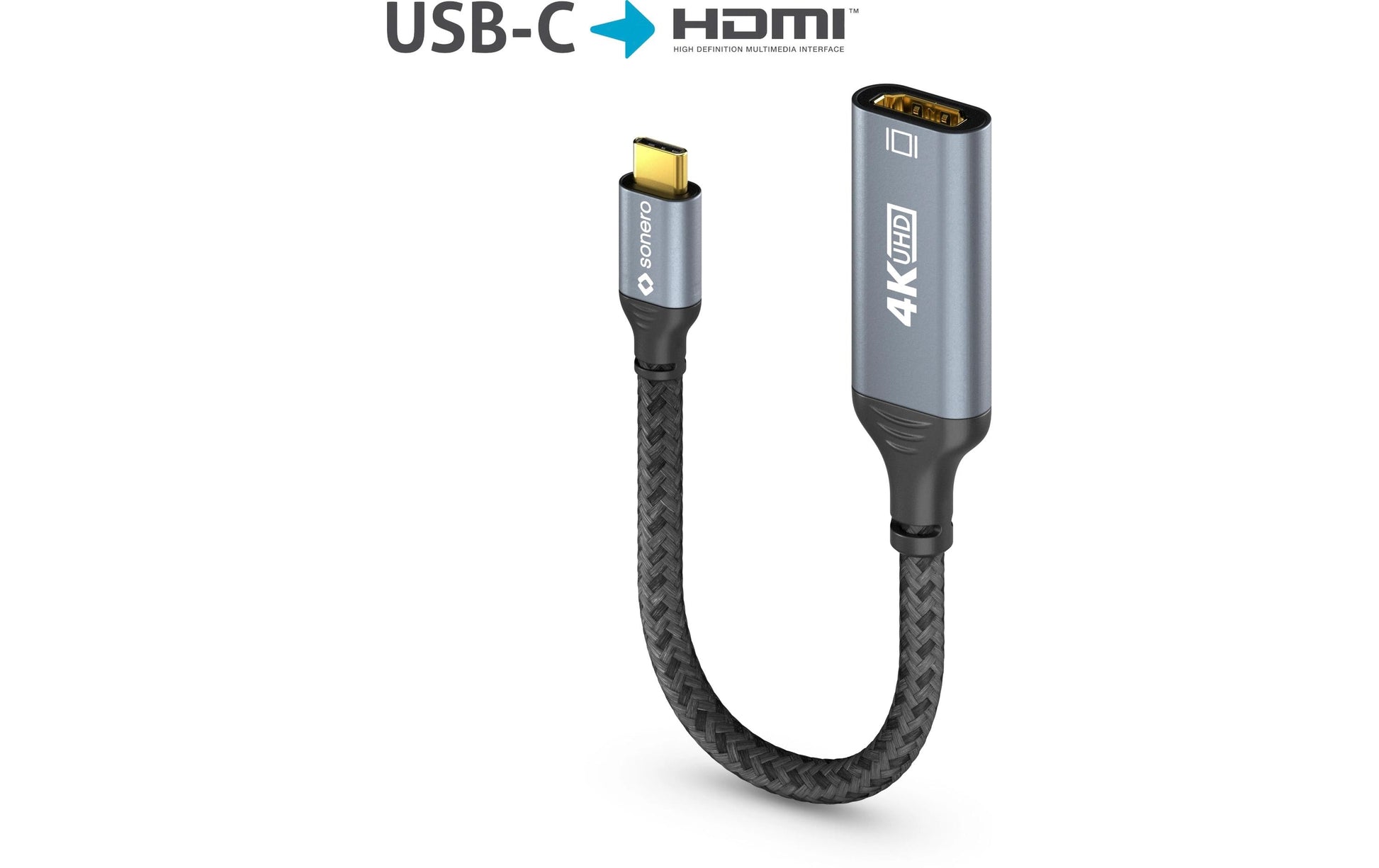 Sonero – USB-C (Stecker) auf HDMI (Buchse) Adapter, HDMI 2.0, 4K@60 Hz, 20 cm