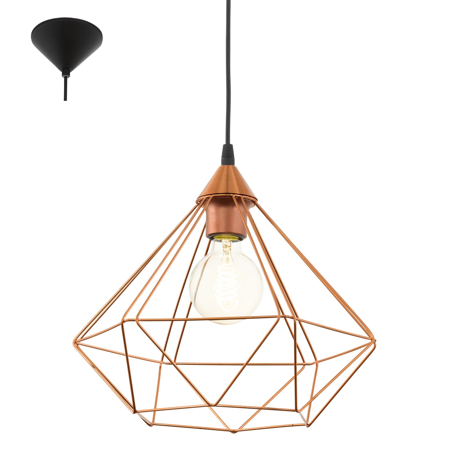 EGLO Hängeleuchte TARBES – E27, 60 W, dimmbar, 110 cm Höhe – Schwarz