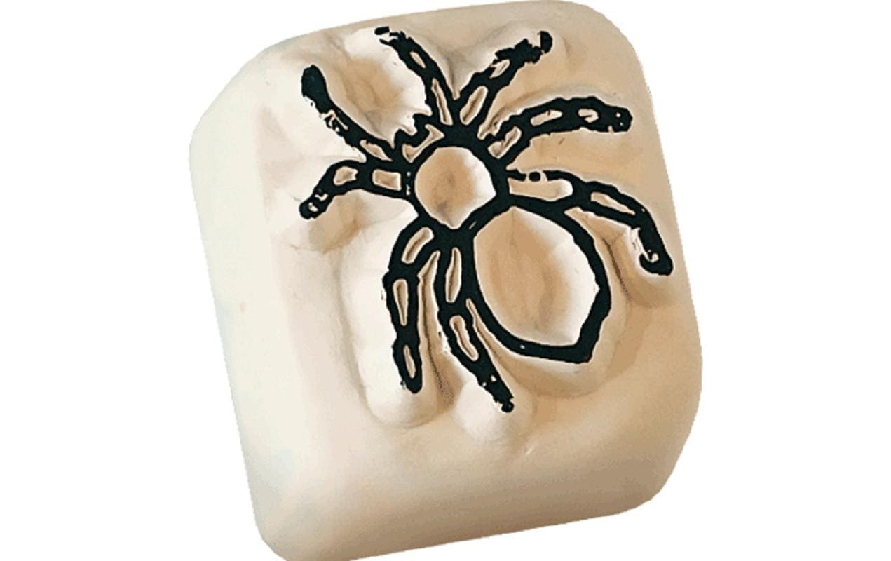LaDot Tattoostempel Spinne – 1,5 × 1,5 cm – weiss – Stein