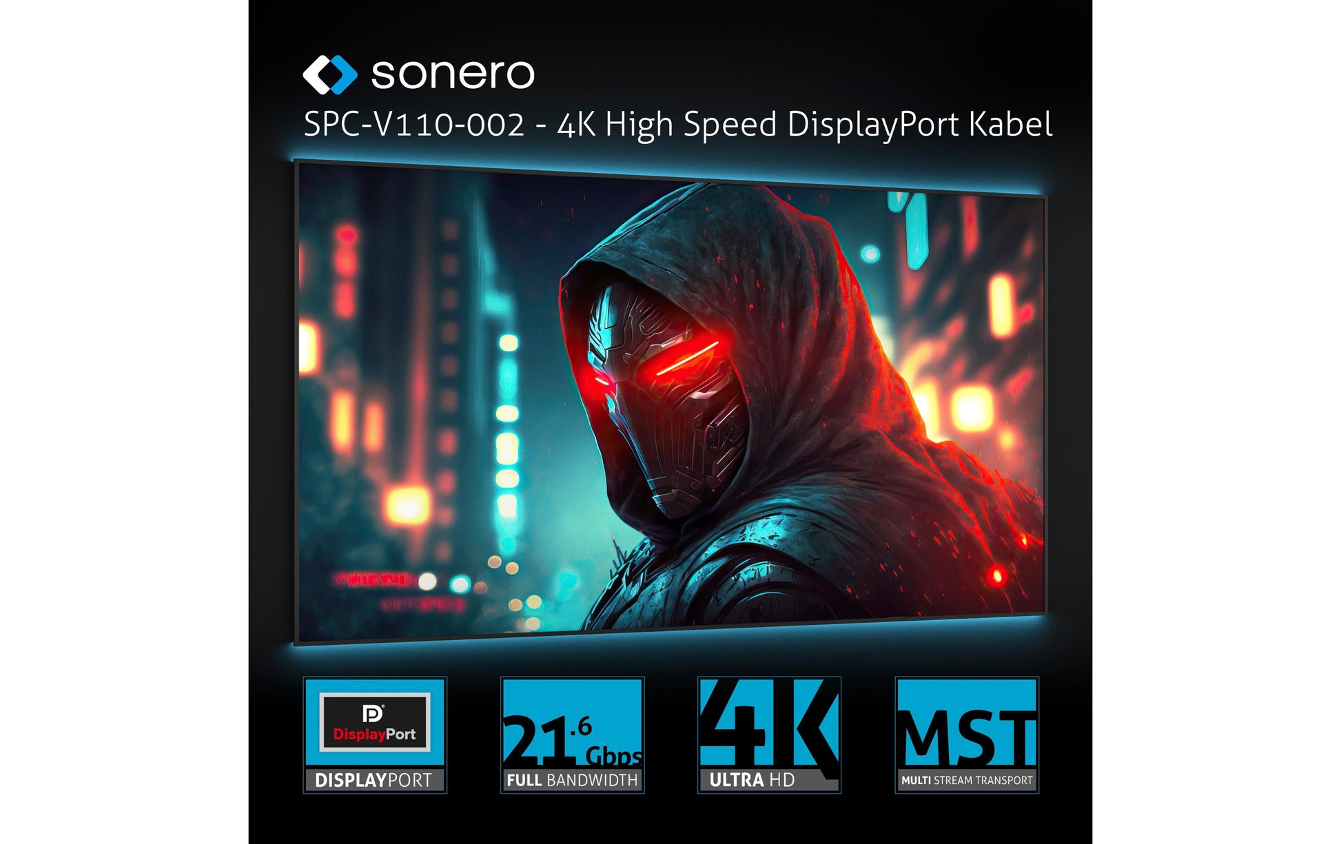Sonero SPC-V110-002 USB-C zu DisplayPort Adapter – 4K (3840 × 2160) @ 60 Hz, 20 cm, DisplayPort 1.2