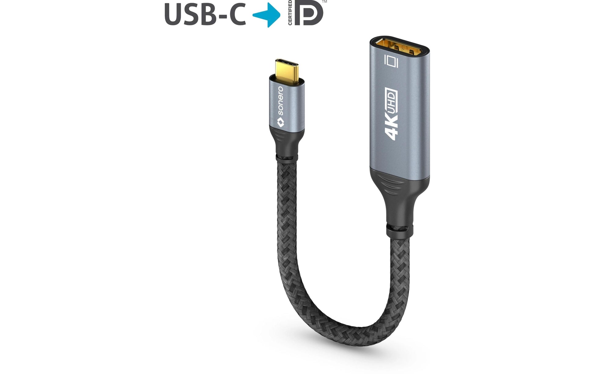 Sonero SPC-V110-002 USB-C zu DisplayPort Adapter – 4K (3840 × 2160) @ 60 Hz, 20 cm, DisplayPort 1.2