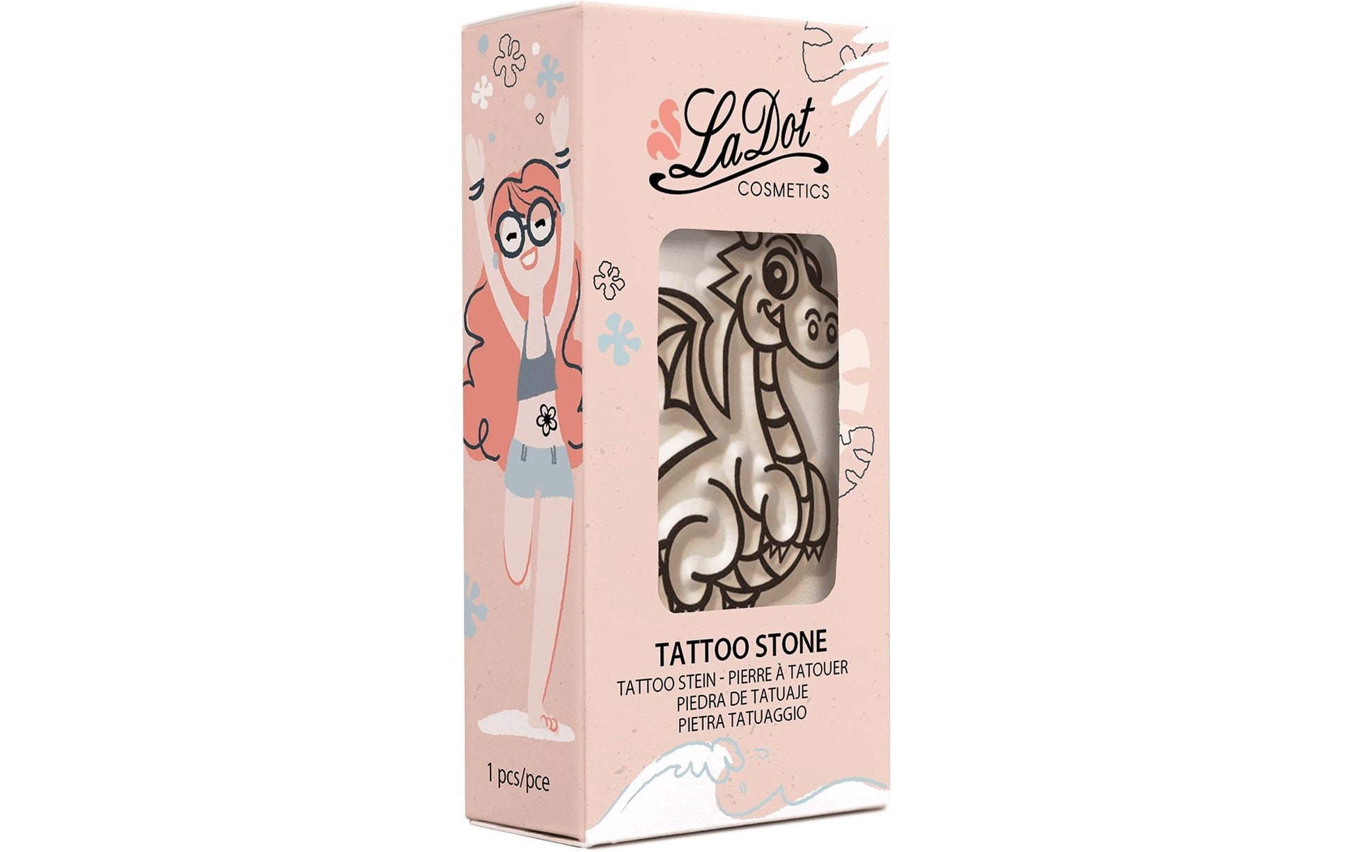 LaDot Tattoostempel M159 – Medium – 1 Stk, 2,5 × 5 cm – weiss – Stein