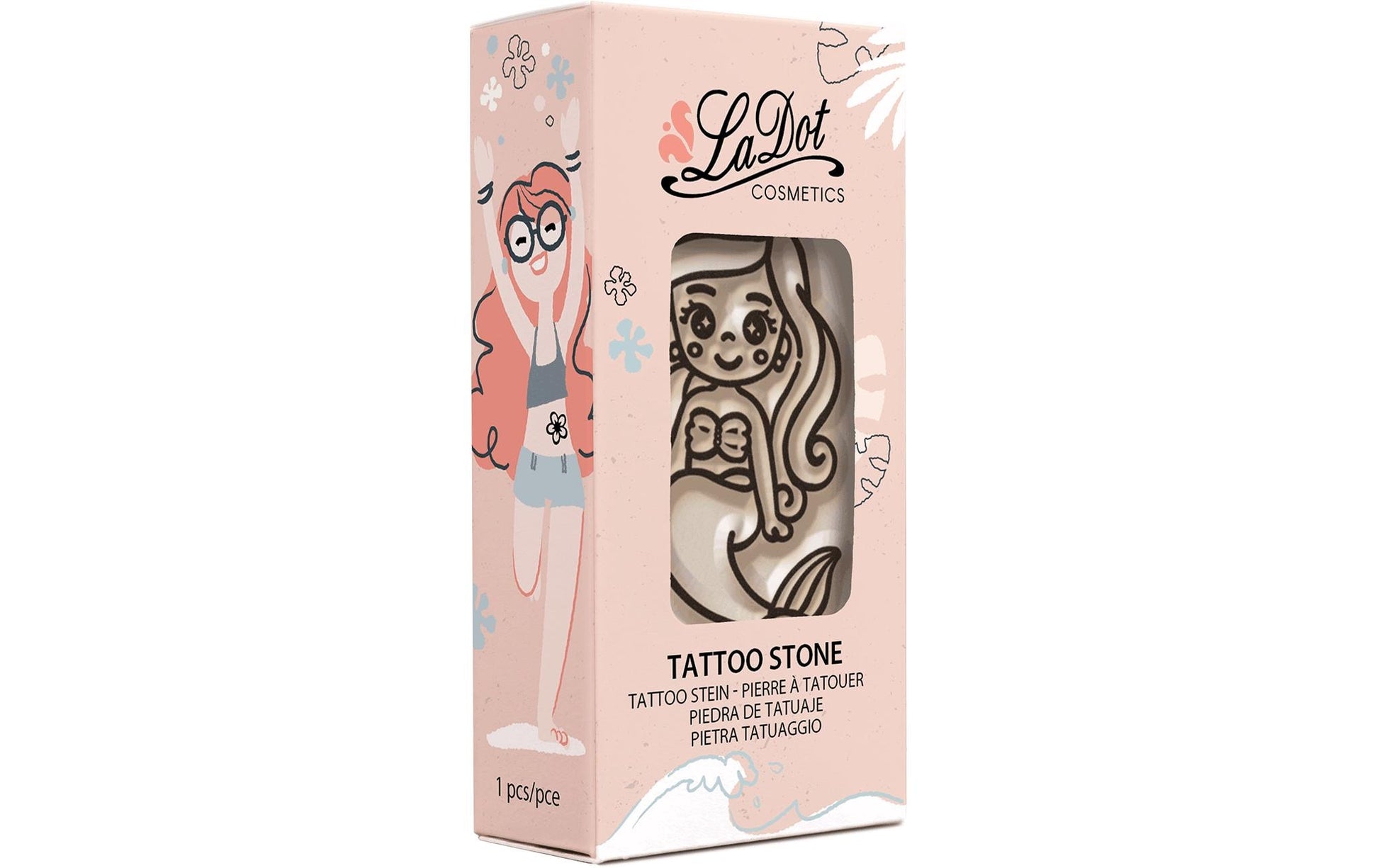 LaDot Tattoostempel Meerjungfrau – Weiss – 2,5 × 5 cm – Stein – 1 Stk