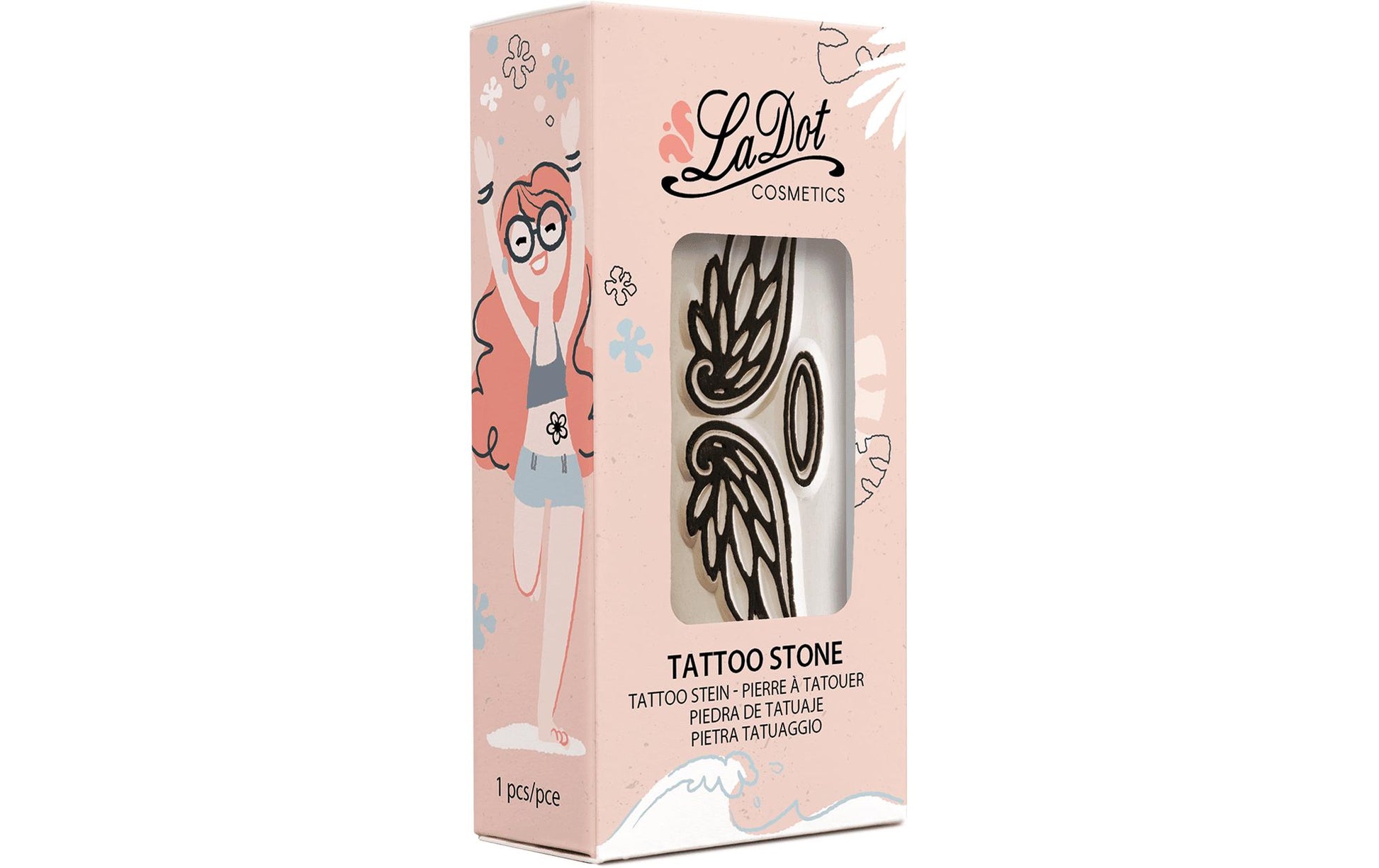 LaDot Tattoostempel M213 – Medium, 2,5 × 5 cm – weiss – Stein
