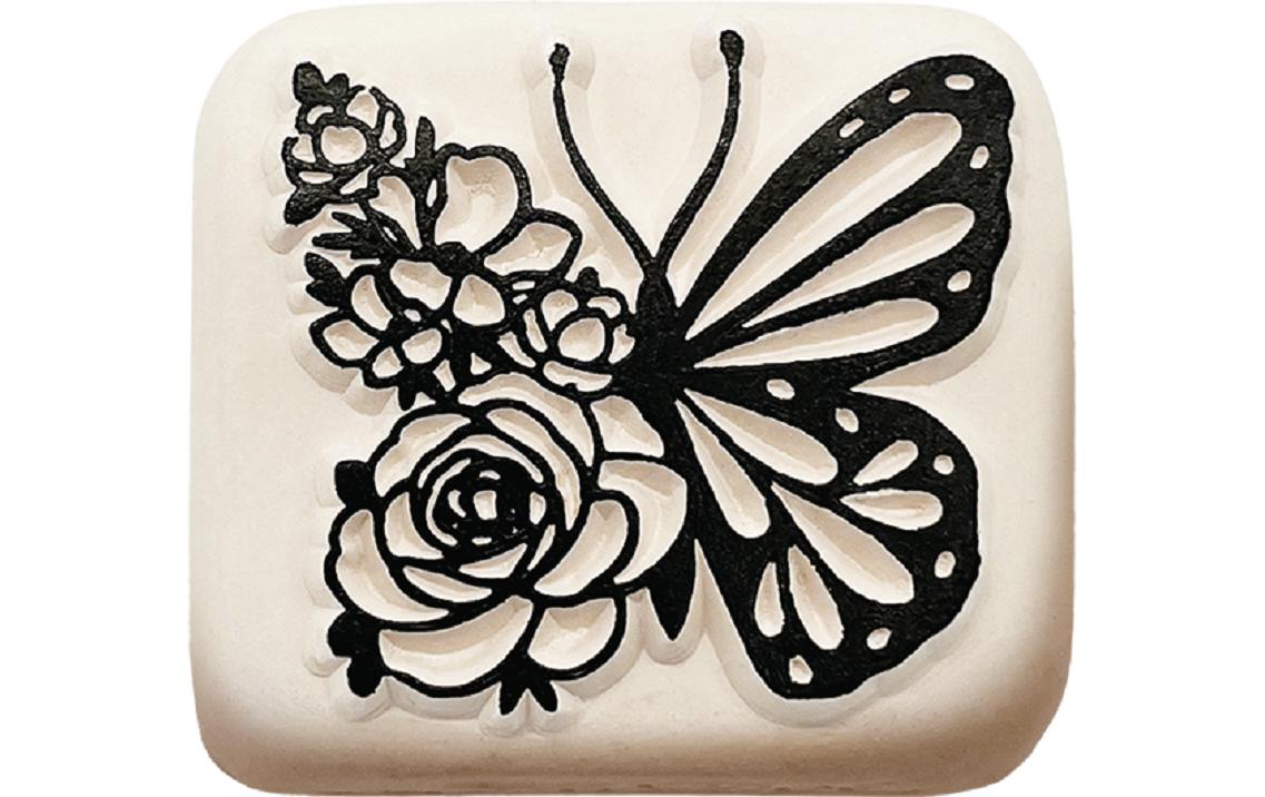 LaDot Tattoostempel Schmetterling – Weiss – 4 × 4,5 cm – Stein – 1 Stk