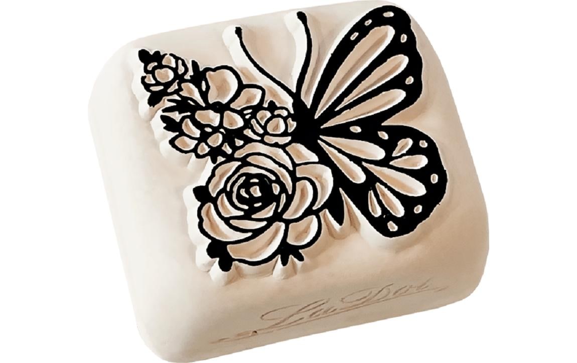 LaDot Tattoostempel Schmetterling – Weiss – 4 × 4,5 cm – Stein – 1 Stk