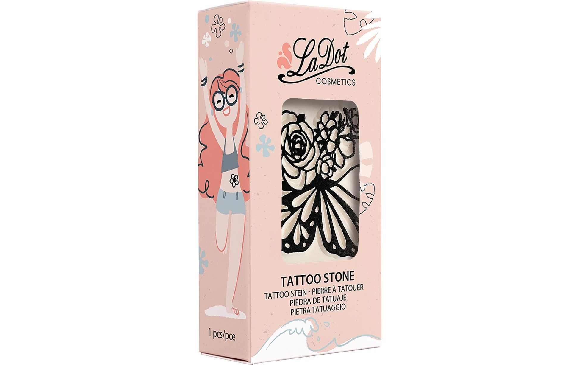 LaDot Tattoostempel Schmetterling – Weiss – 4 × 4,5 cm – Stein – 1 Stk