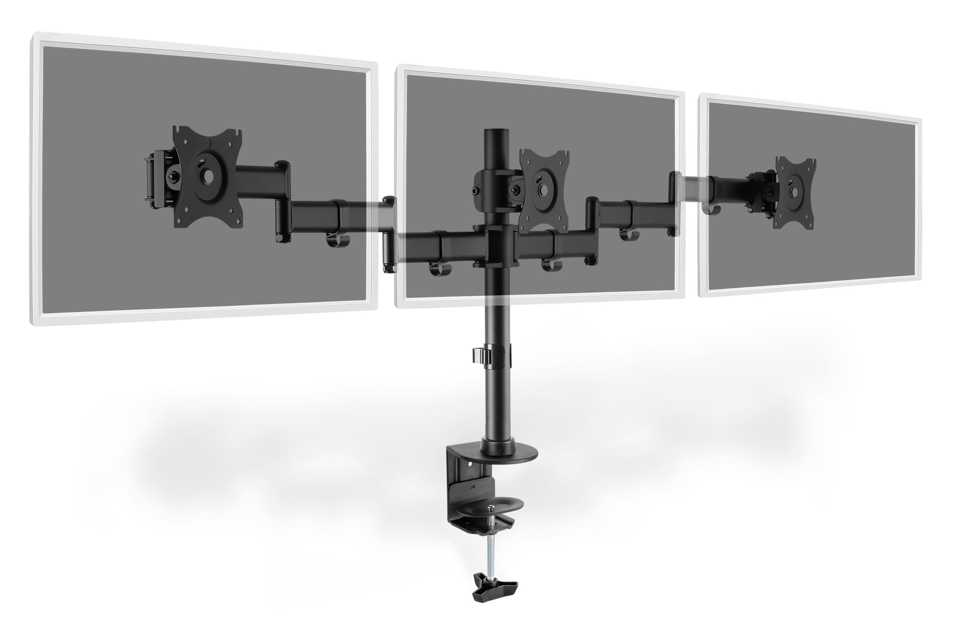 Digitus Monitorarm, Triple, Tischklemme, bis 27", VESA 75 × 75/100 × 100 mm, 8 kg, schwarz