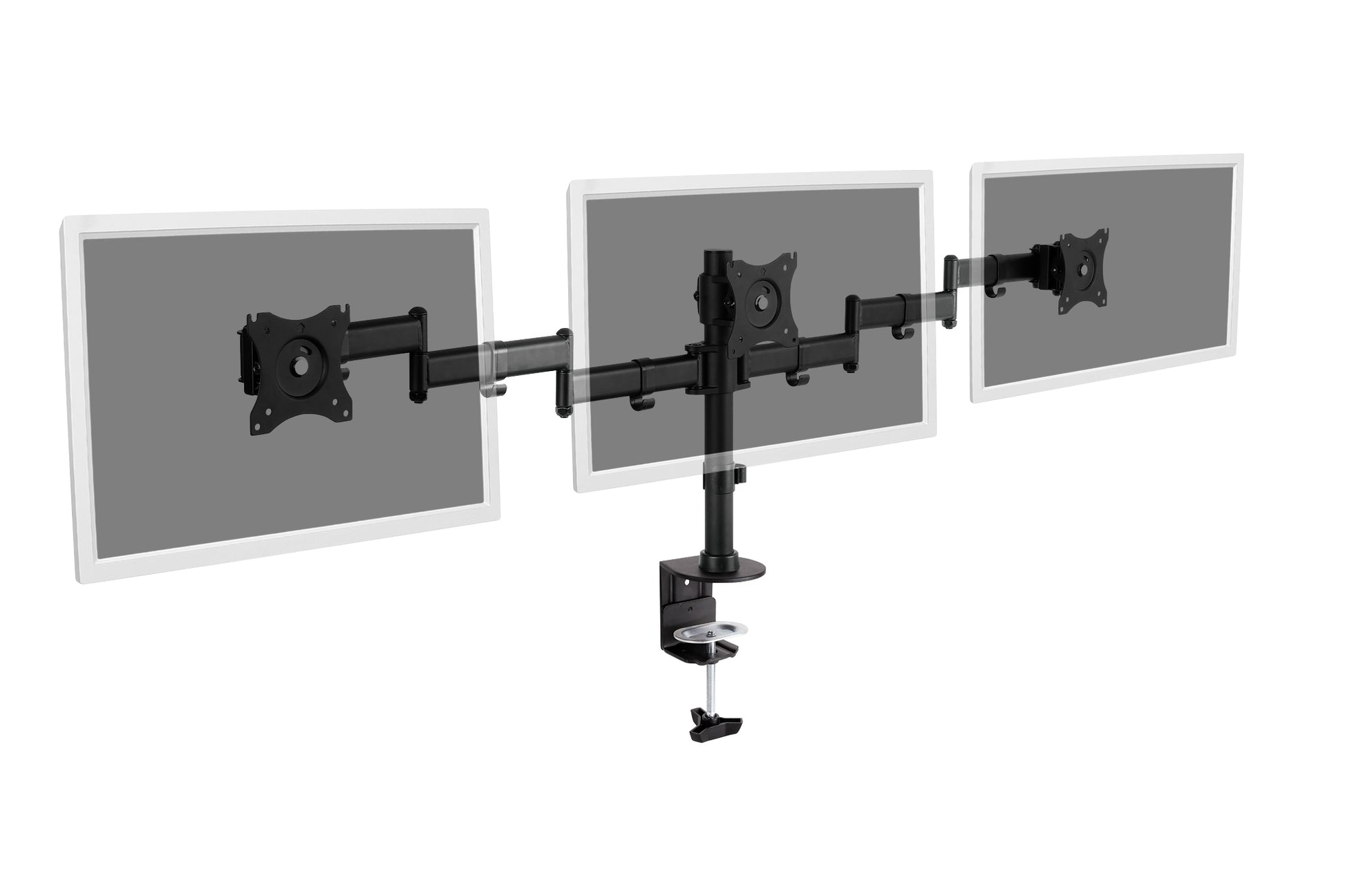 Digitus Monitorarm, Triple, Tischklemme, bis 27", VESA 75 × 75/100 × 100 mm, 8 kg, schwarz