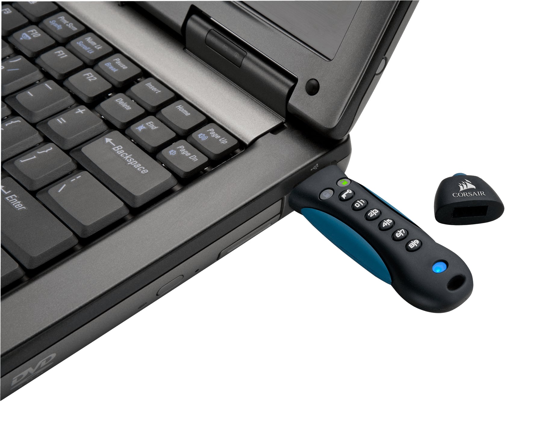 Corsair Padlock 3 – 64 GB, USB 3.2 Gen 1 Typ-A, PIN-geschützt, 256-Bit AES, Schutzkappe