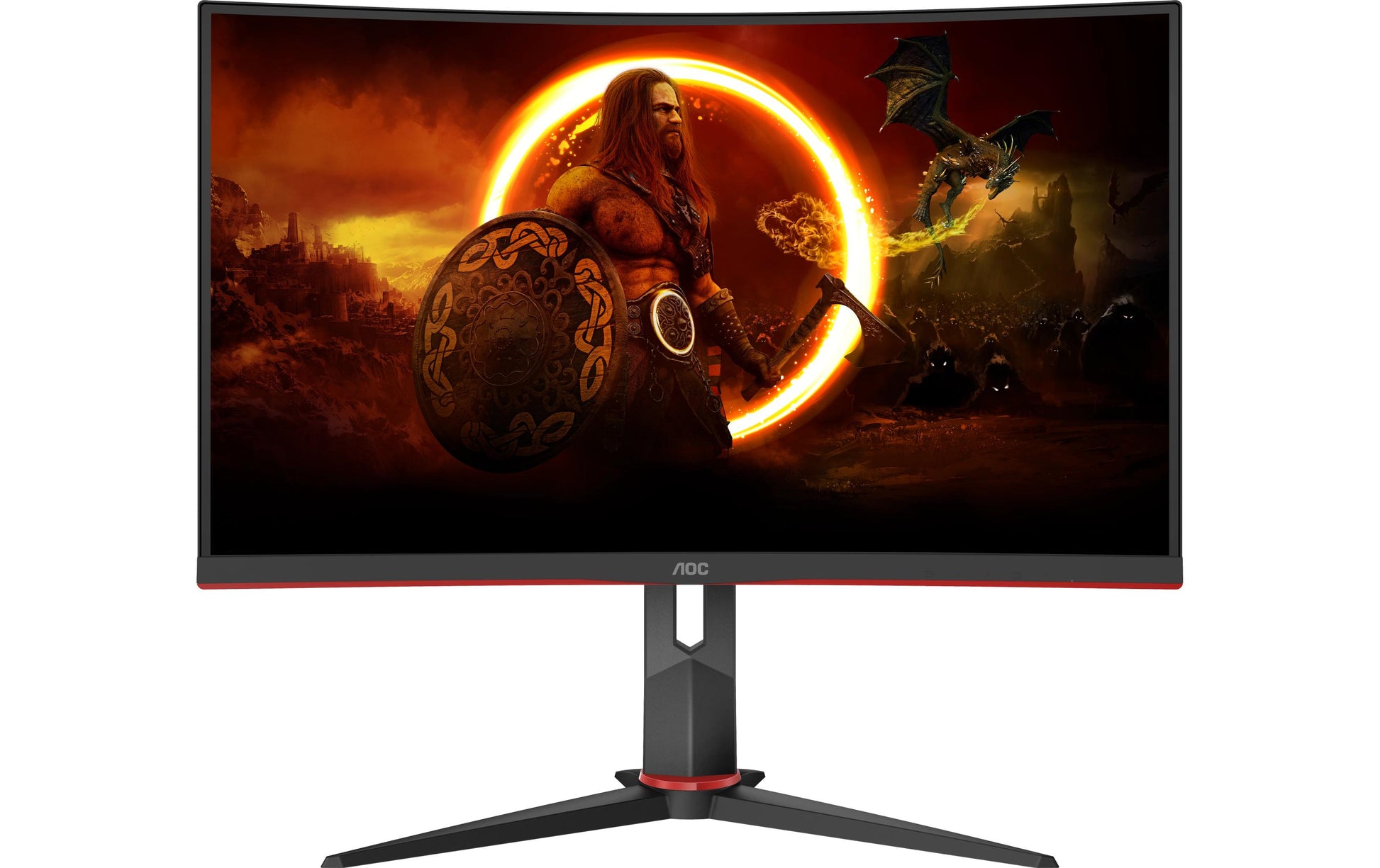AOC C27G2Z3/BK – Monitor, 27" 1920 × 1080 (Full HD), VA, 280 Hz, 300 cd/m², Gebogen, VESA 100 × 100, Rot