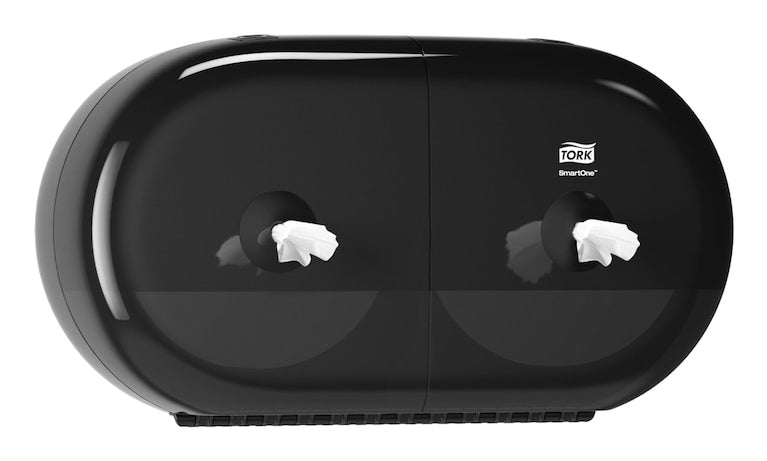 Tork SmartOne – Toilettenpapierspender – Kunststoff, Schwarz, für 2 Rollen, abschliessbar, 15,6 × 39,8 × 22,1