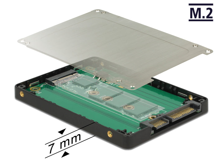 DeLOCK 62792 Adapterplatine M.2 zu SATA – SATA 3.0 (6 Gbit/s), M.2 Key-B, für M.2 SATA-SSDs
