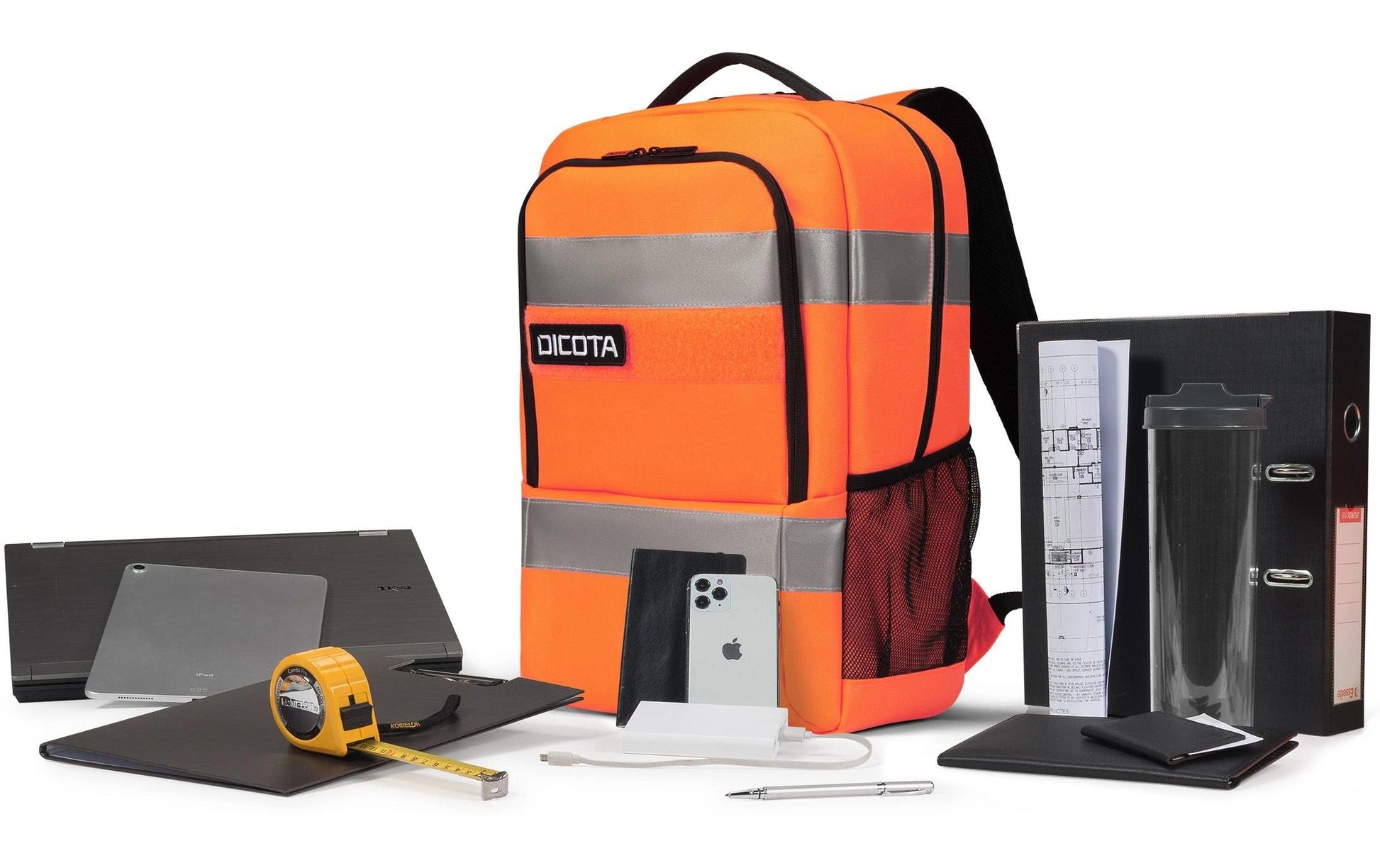 DICOTA P20471-18 – Notebook-Rucksack – für 16" Notebook, 24 l, rPET, schwarz/grau/orange
